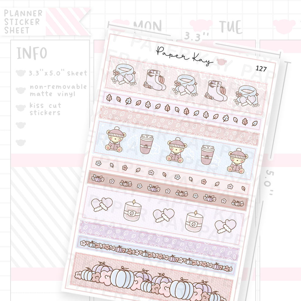 Pastel Fall Washi Strip Sticker Sheet