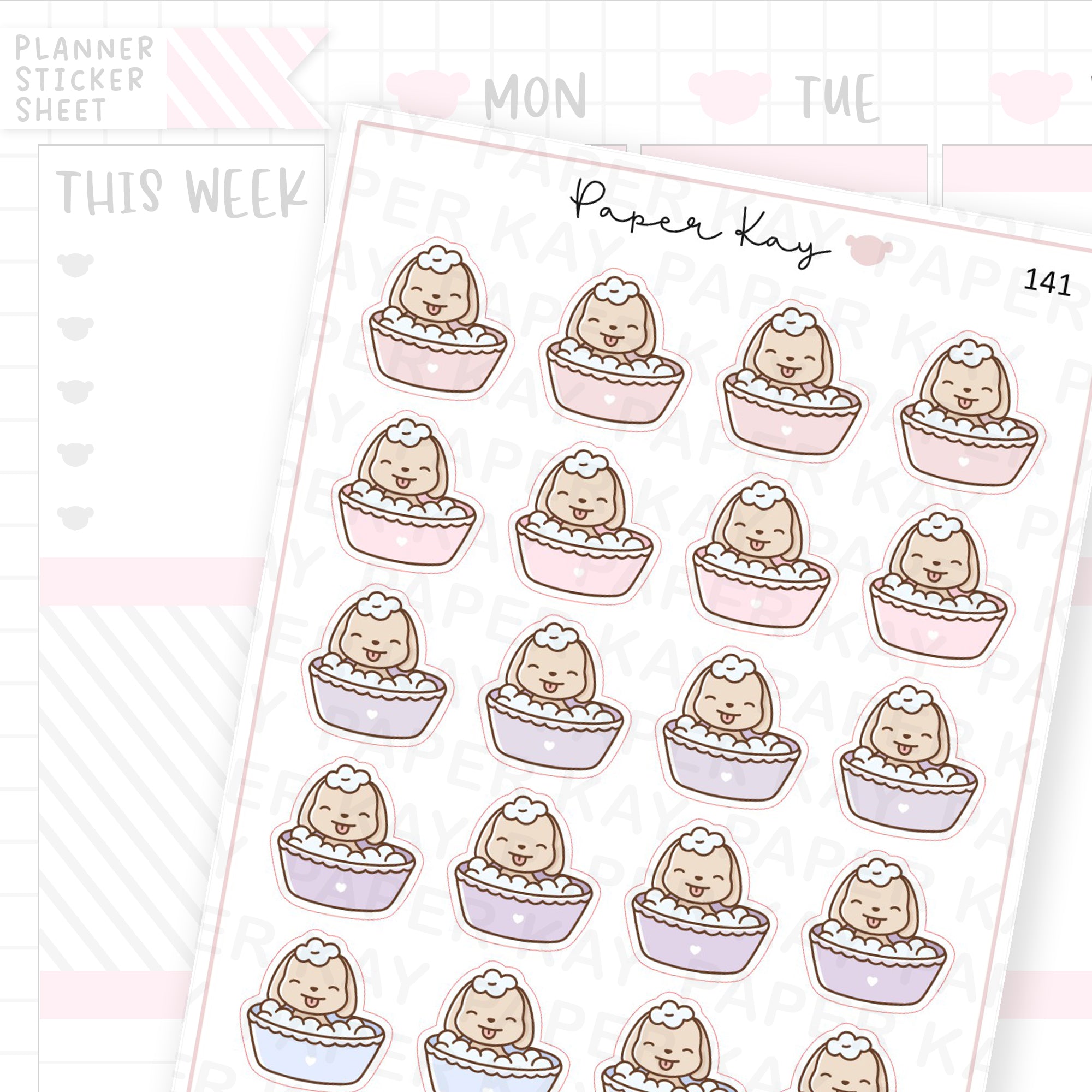 Bathing Dog Sticker Sheet