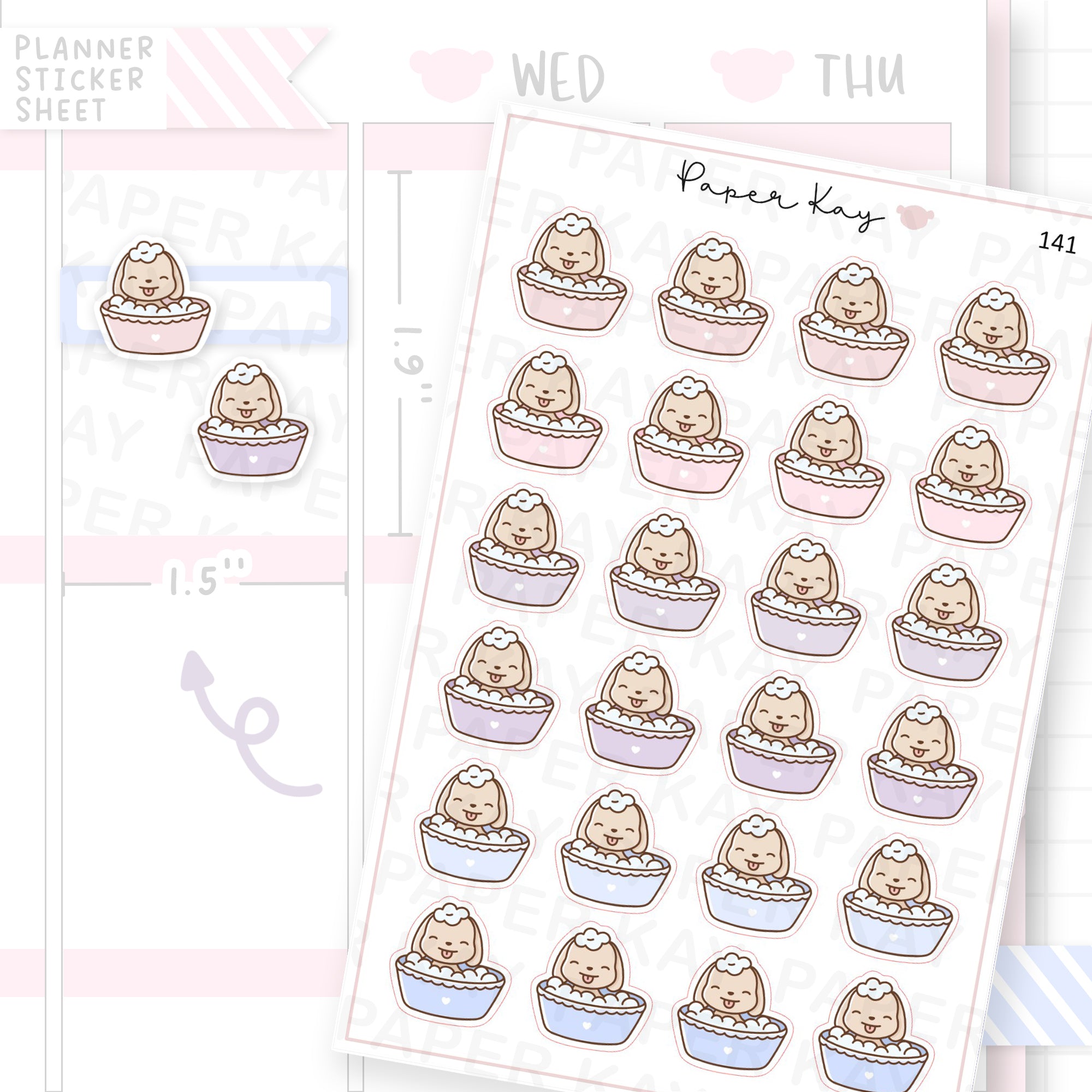 Bathing Dog Sticker Sheet