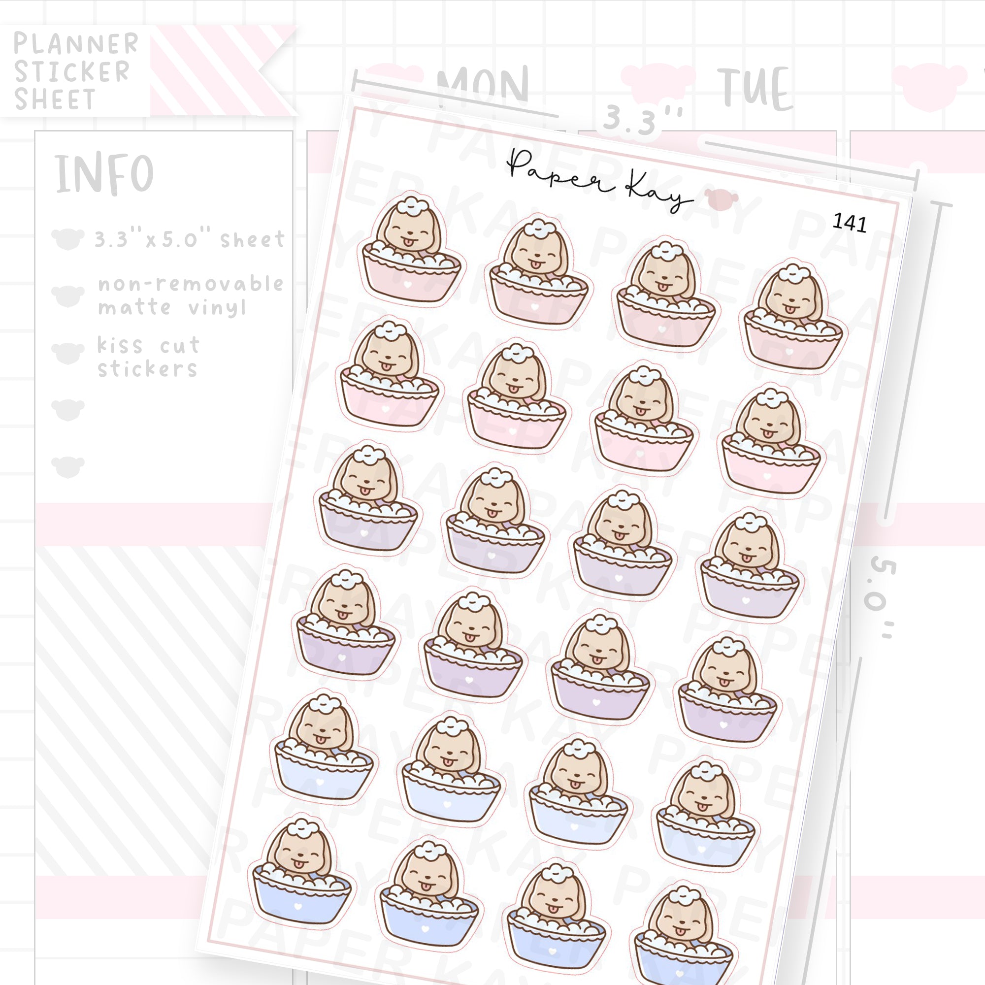 Bathing Dog Sticker Sheet