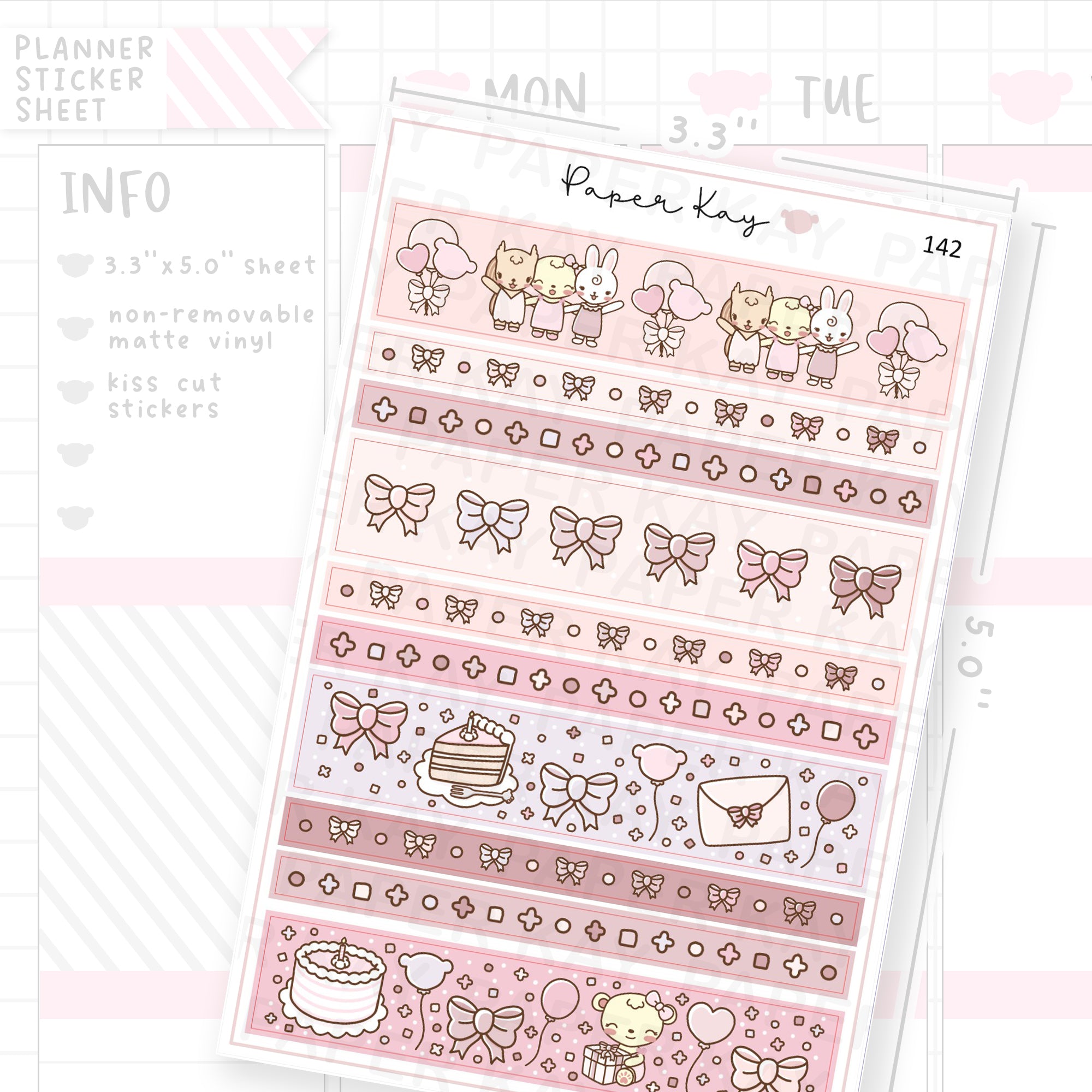 Sweet Birthday Washi Strip Sticker Sheet