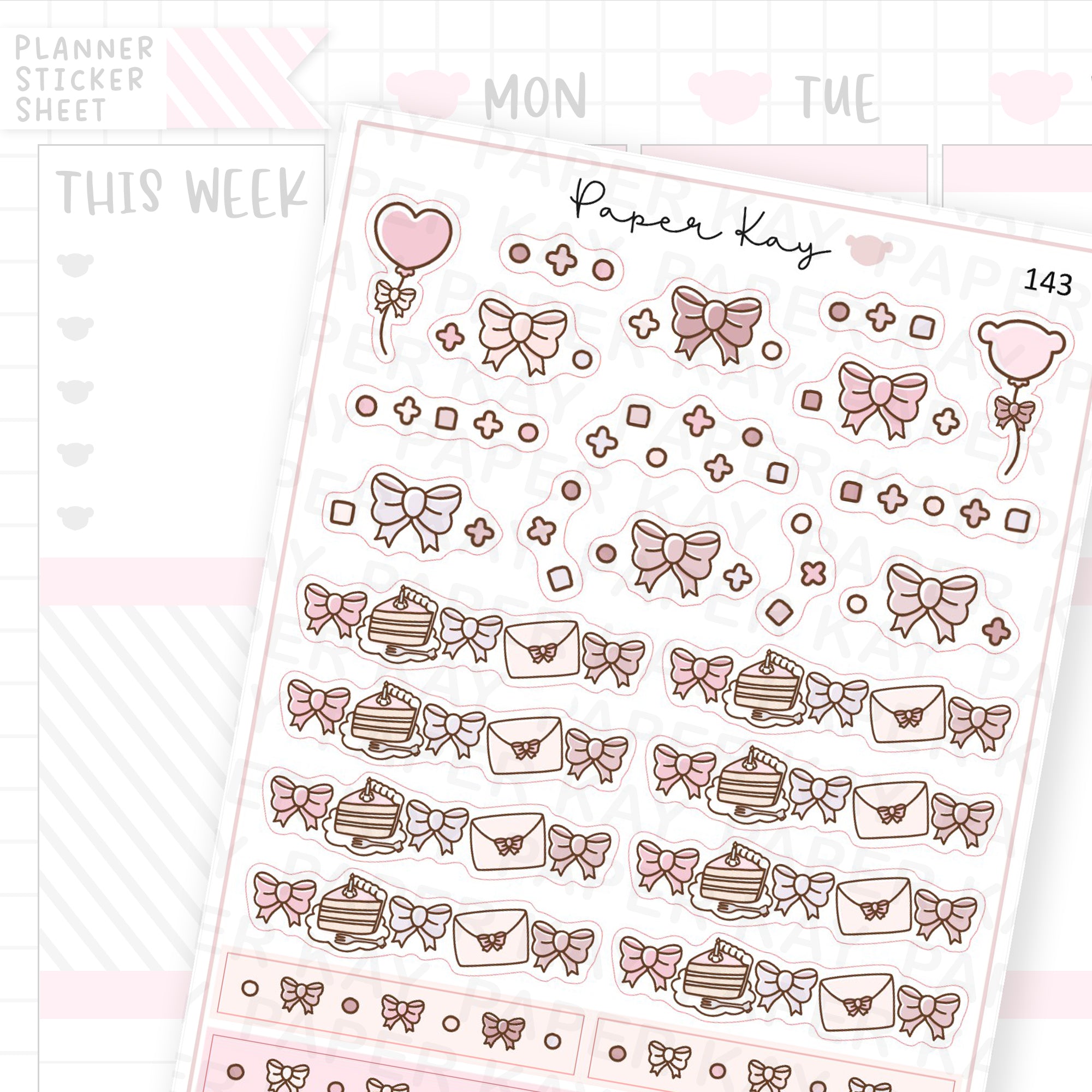 Sweet Birthday Bow Header Sticker Sheet