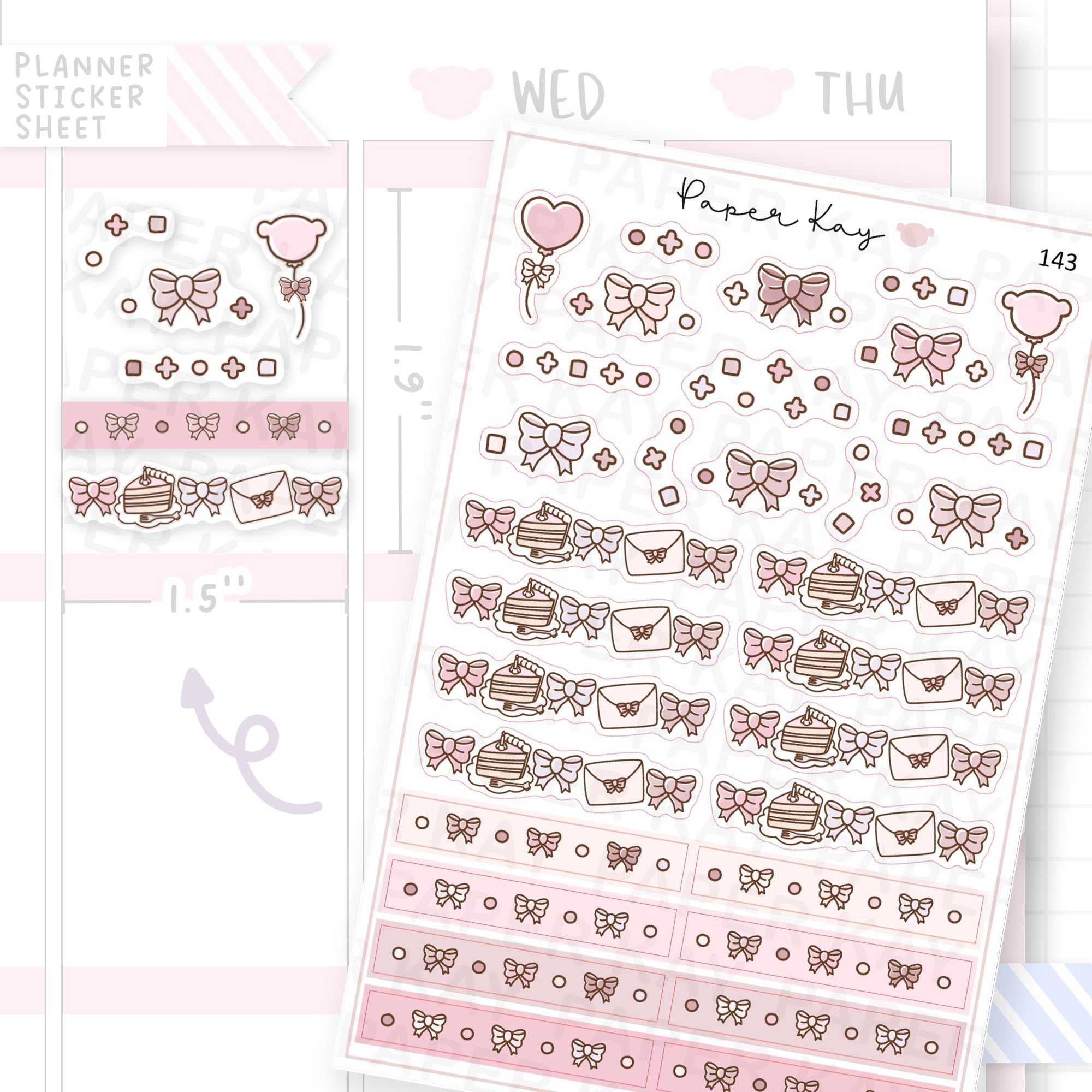 Sweet Birthday Bow Header Sticker Sheet