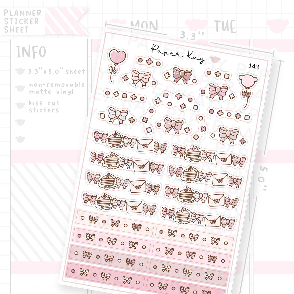 Sweet Birthday Bow Header Sticker Sheet
