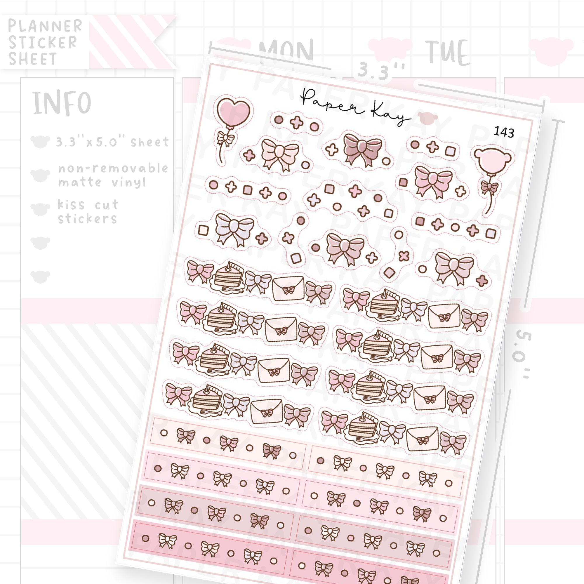 Sweet Birthday Bow Header Sticker Sheet