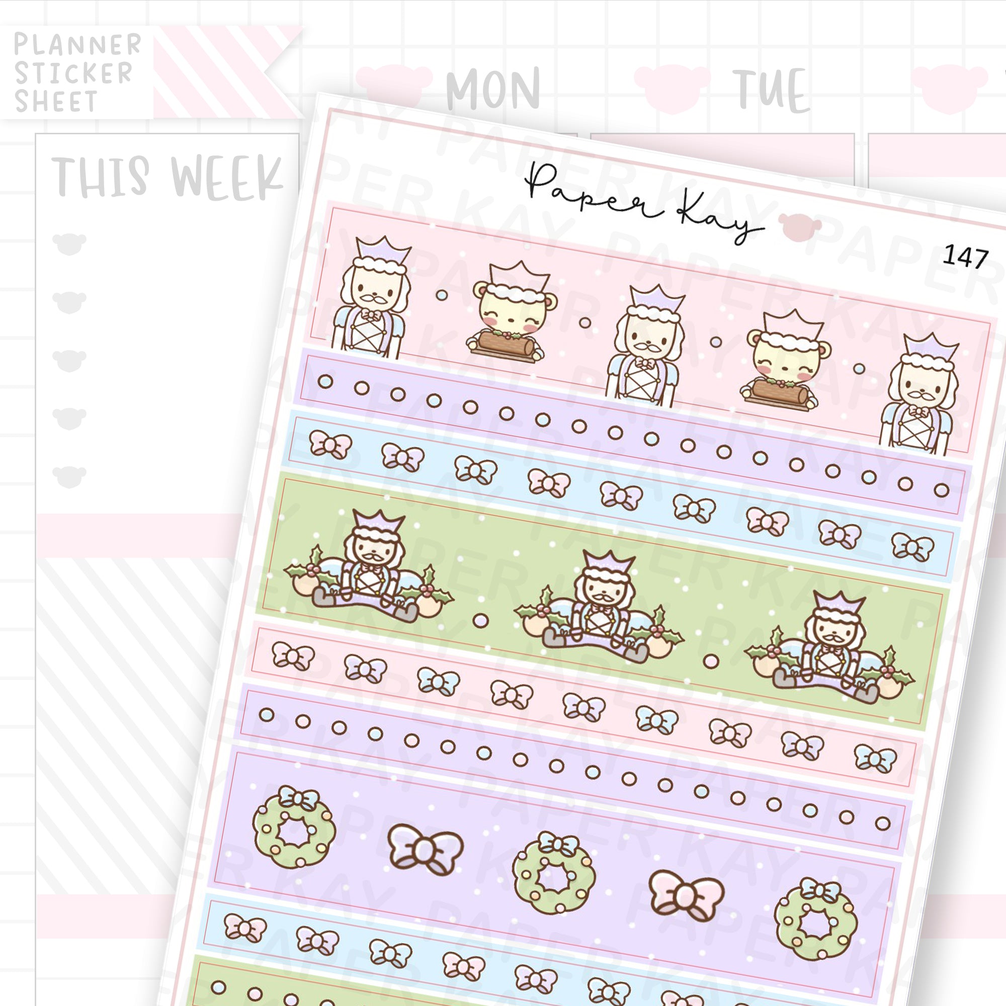 Pastel Nutcracker Washi Strip Sticker Sheet