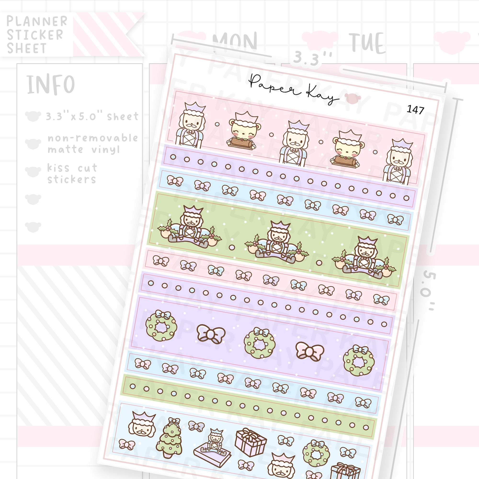 Pastel Nutcracker Washi Strip Sticker Sheet