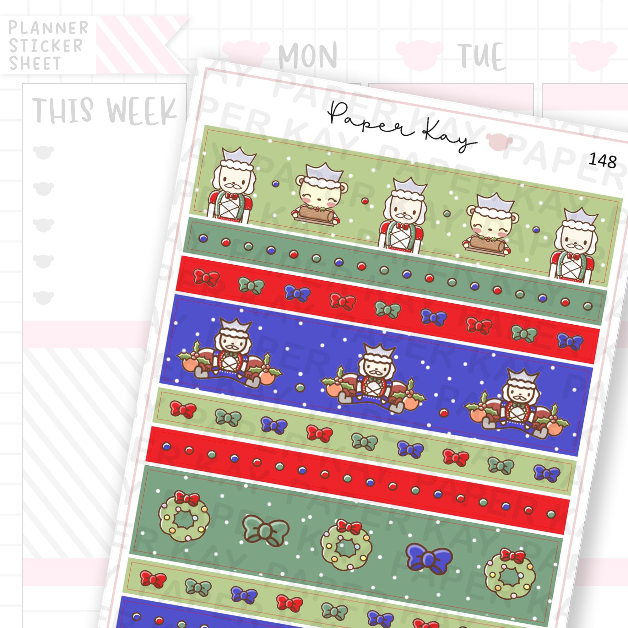 Traditional Nutcracker Washi Strip Sticker Sheet