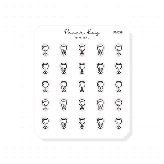 (PM059) Wine Glass / Alcohol - Tiny Minimal Icon Stickers