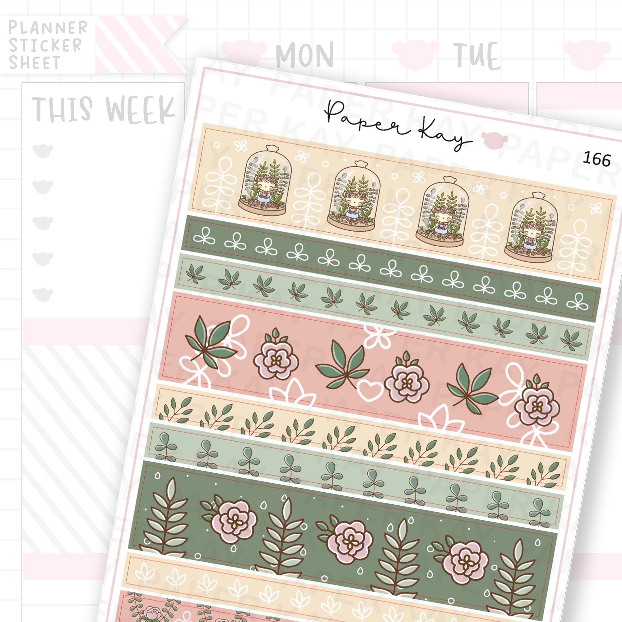 Botanical Washi Strip Sticker Sheet