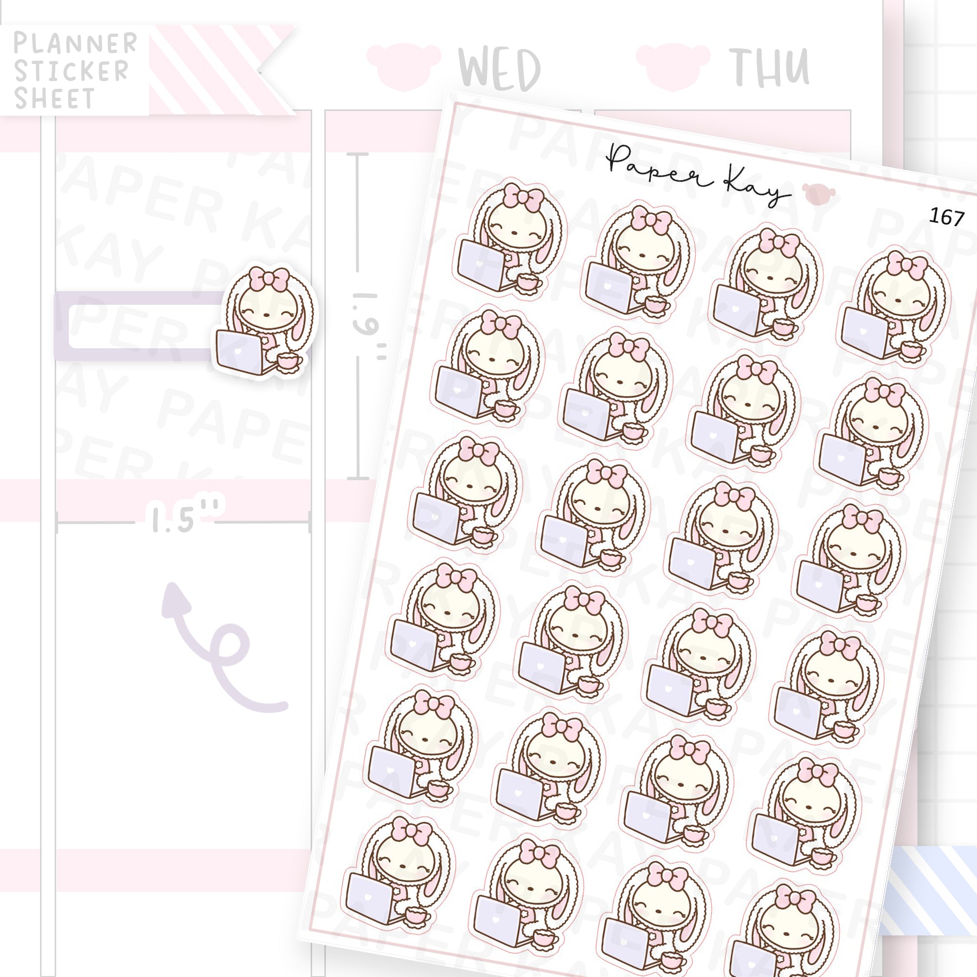 Planner Bunny - Laptop/Work Sticker Sheet