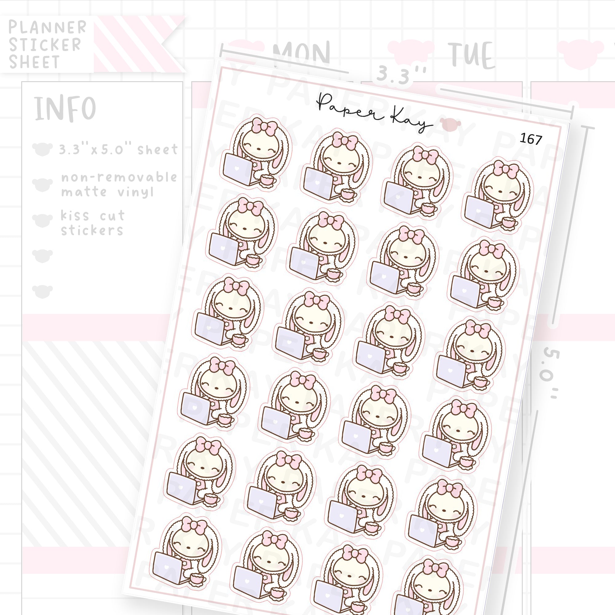 Planner Bunny - Laptop/Work Sticker Sheet