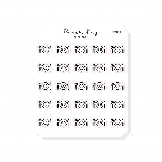 (PM013) Meal / Plate - Tiny Minimal Icon Stickers