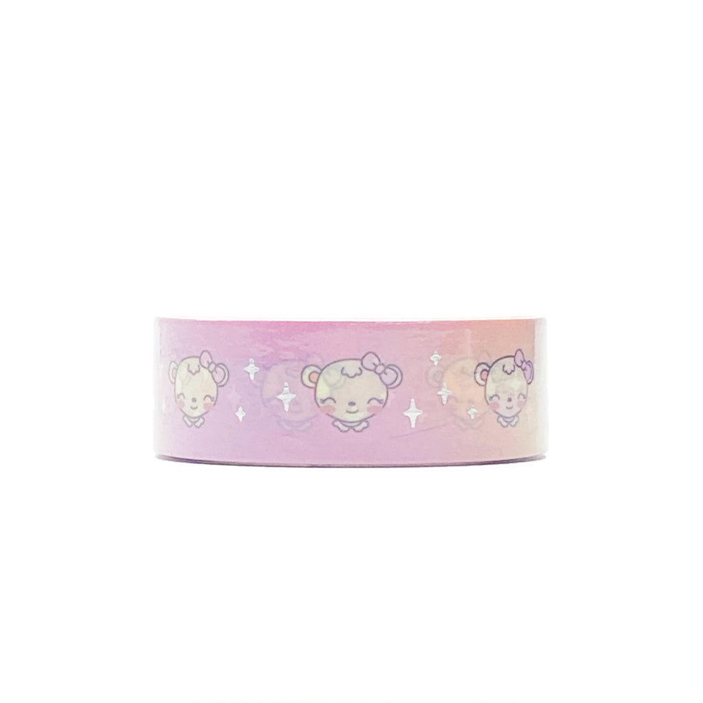 Sherbet Dot the Bear Washi Tape - Silver Foil