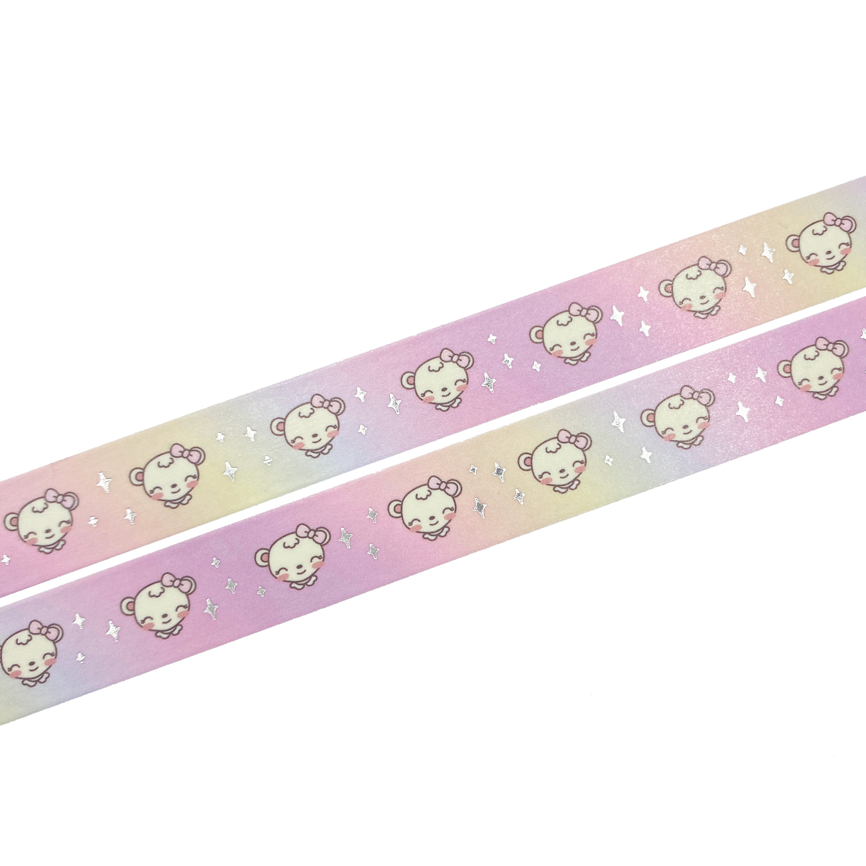 Sherbet Dot the Bear Washi Tape - Silver Foil