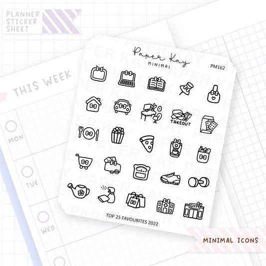 (PM162) 2022 Favourites - Tiny Minimal Icon Stickers