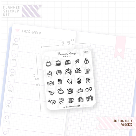 (PM162) 2022 Favourites - Tiny Minimal Icon Stickers