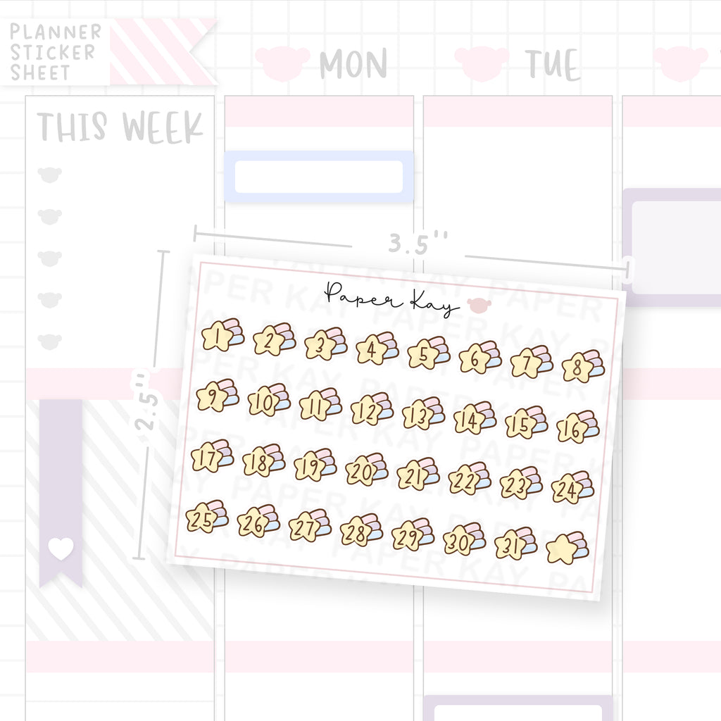 2023 Shooting Star Date Dot Stickers