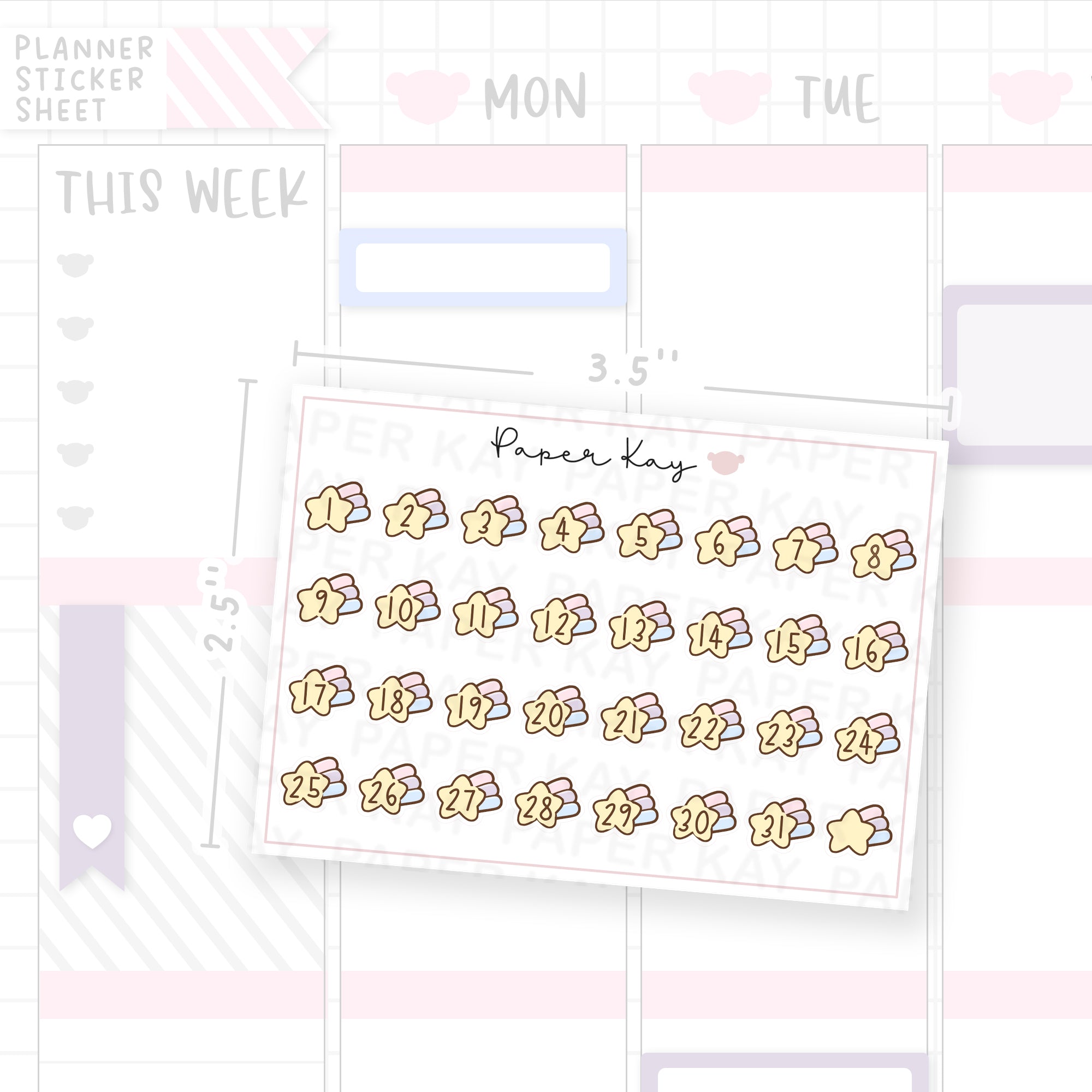 2023 Shooting Star Date Dot Stickers