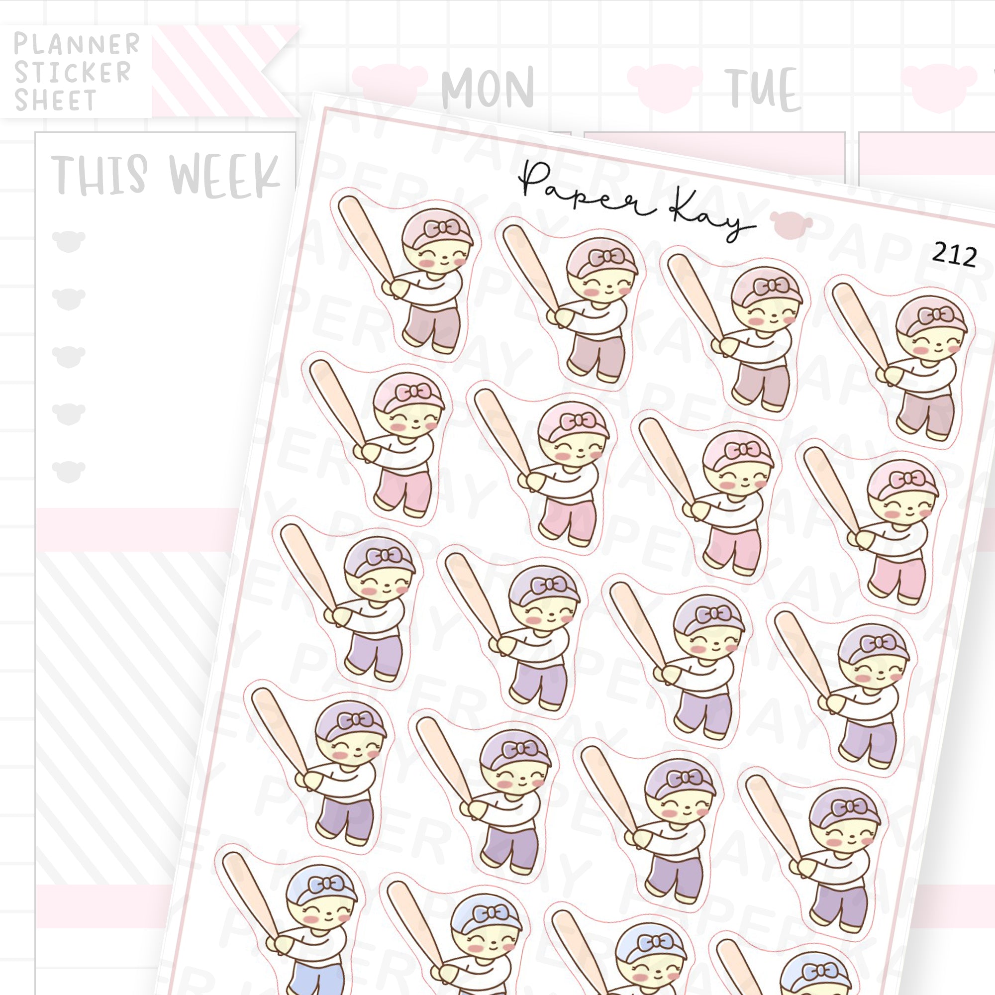 Baseball Sticker Sheet Paper Kay