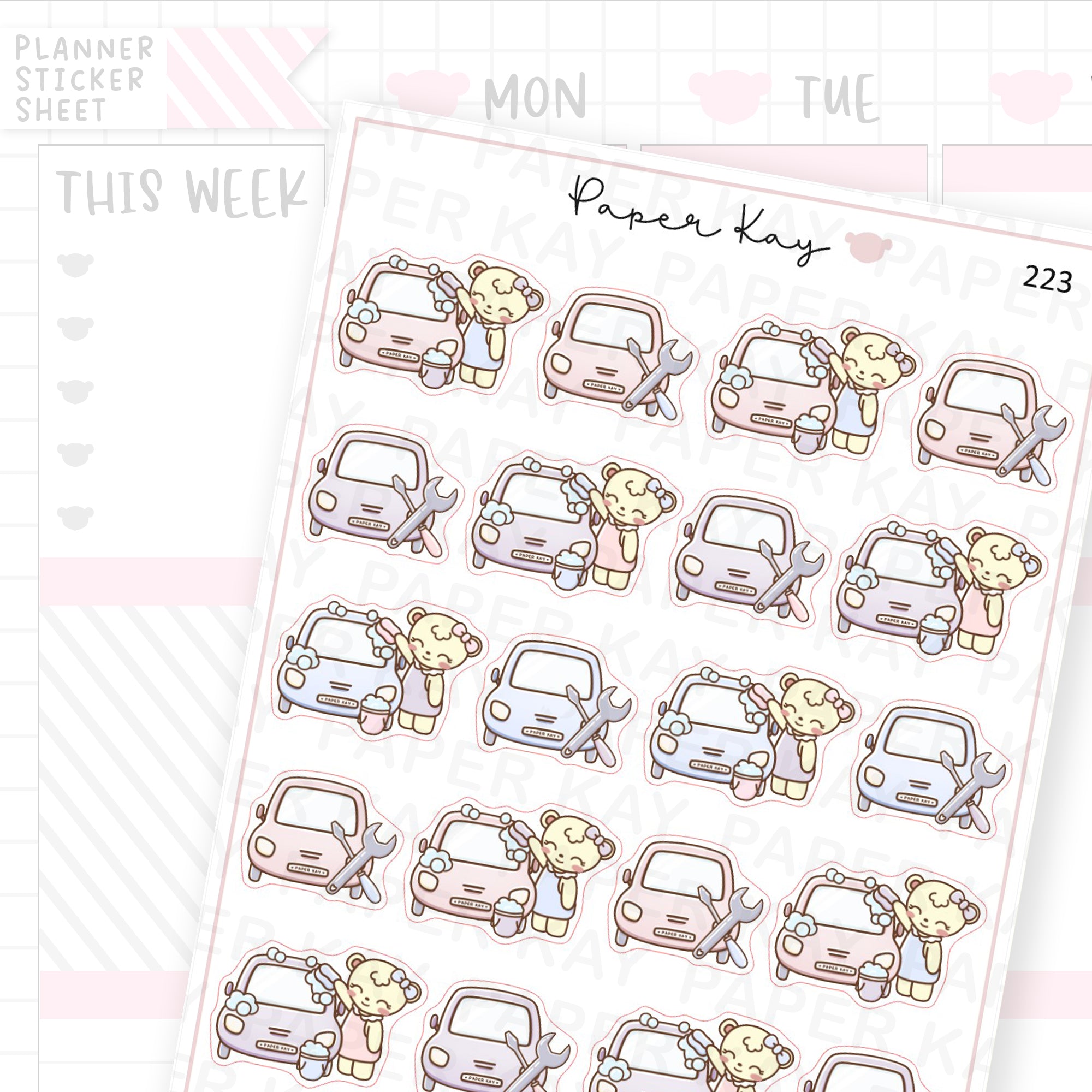 Car Wash and Maintenance Sticker Sheet