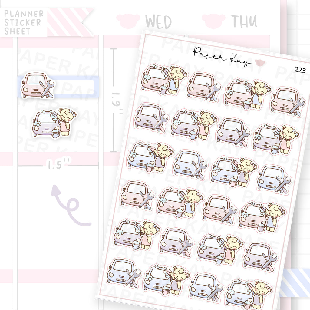 Car Wash and Maintenance Sticker Sheet
