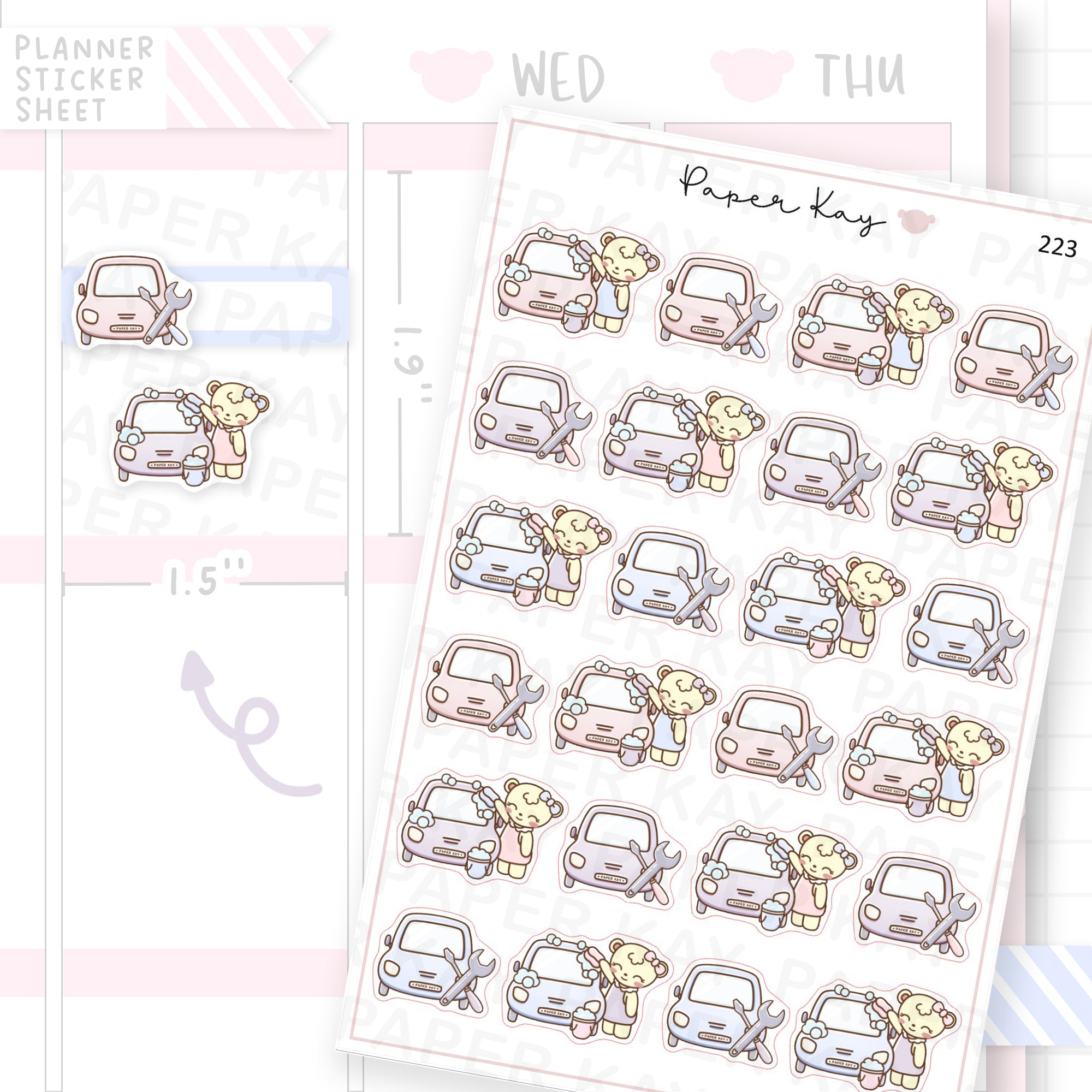 Car Wash and Maintenance Sticker Sheet