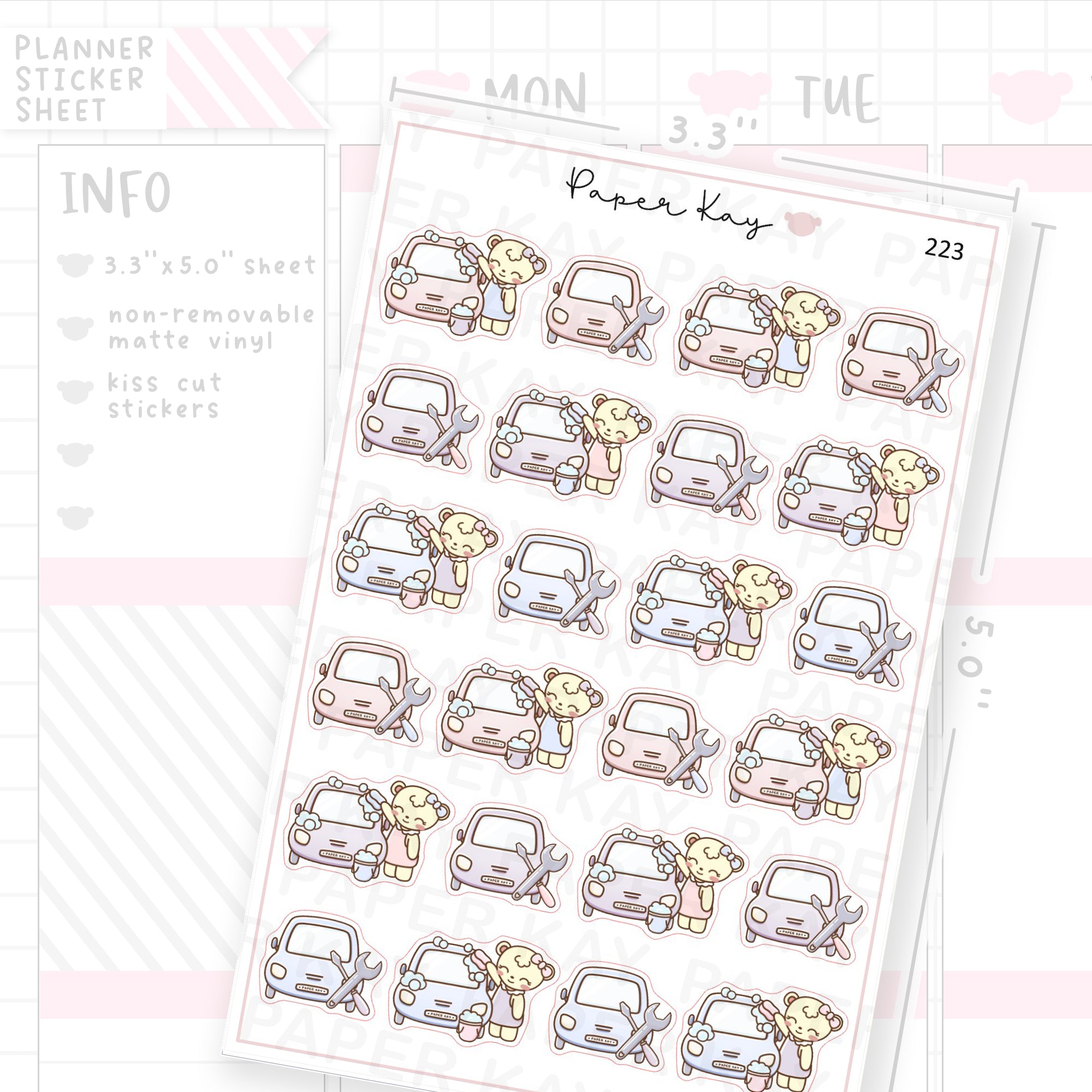 Car Wash and Maintenance Sticker Sheet