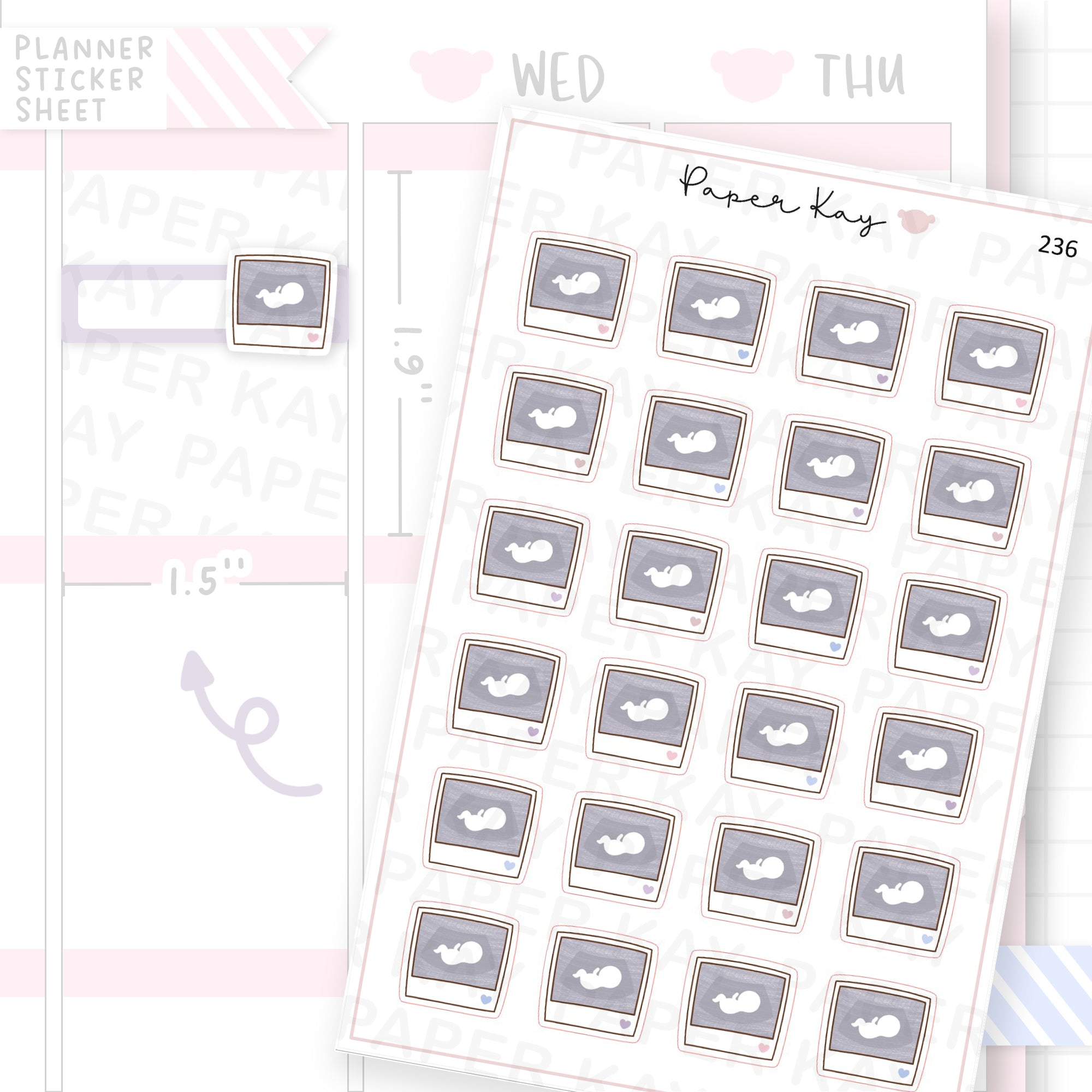Sonogram/Ultrasound Picture Sticker Sheet