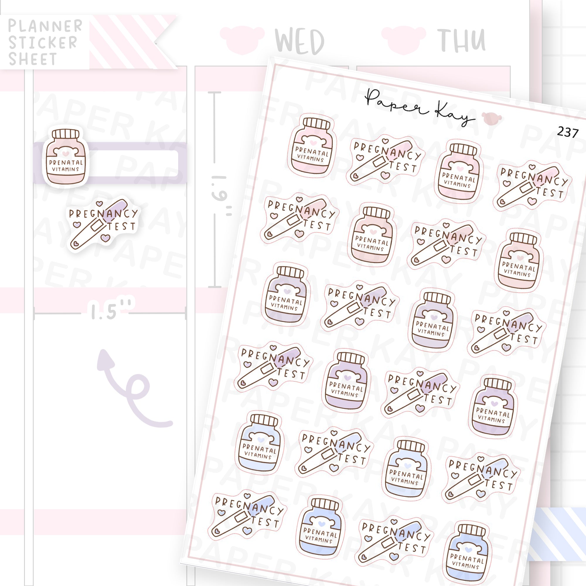 Prenatal Vitamins and Pregnancy Test Sticker Sheet