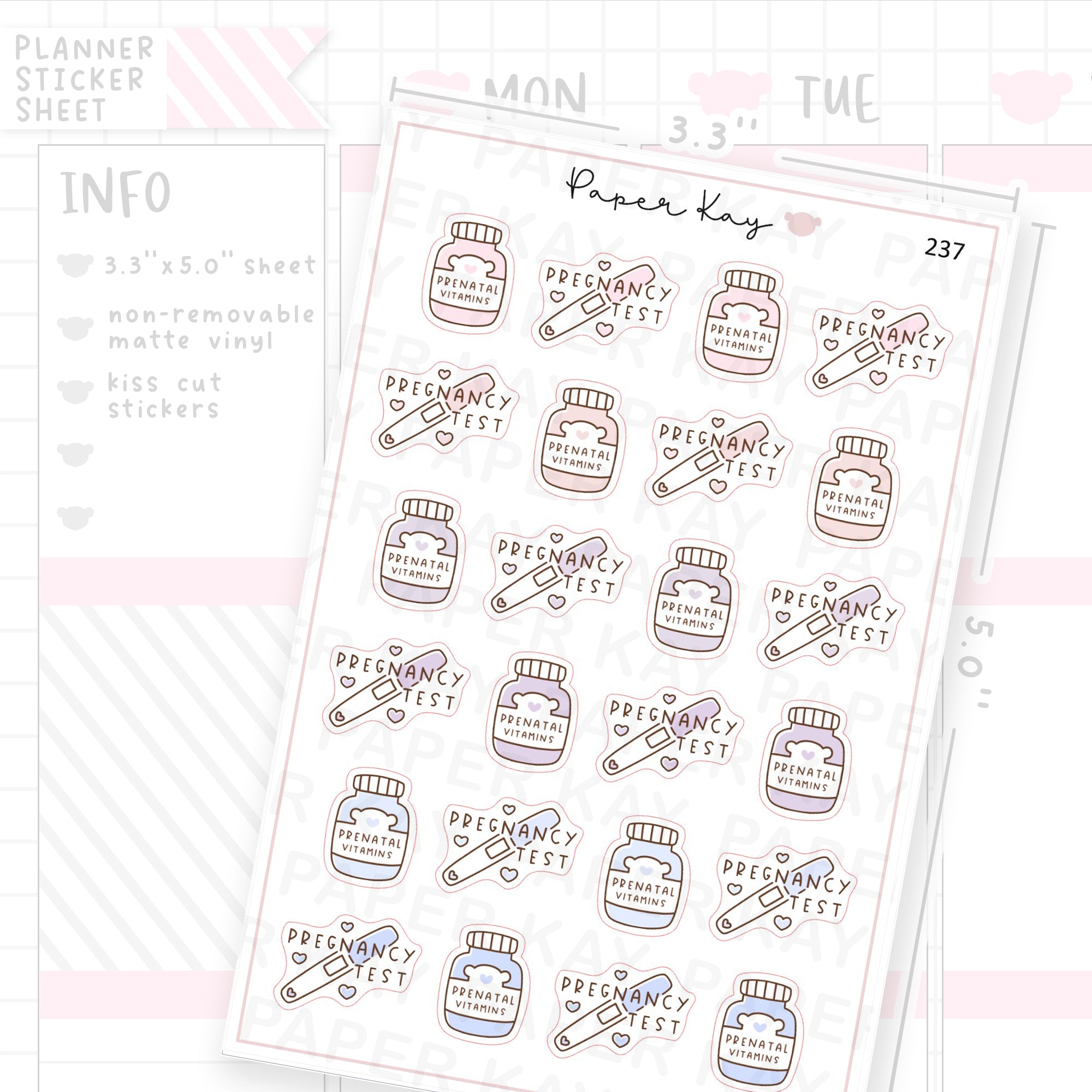Prenatal Vitamins and Pregnancy Test Sticker Sheet