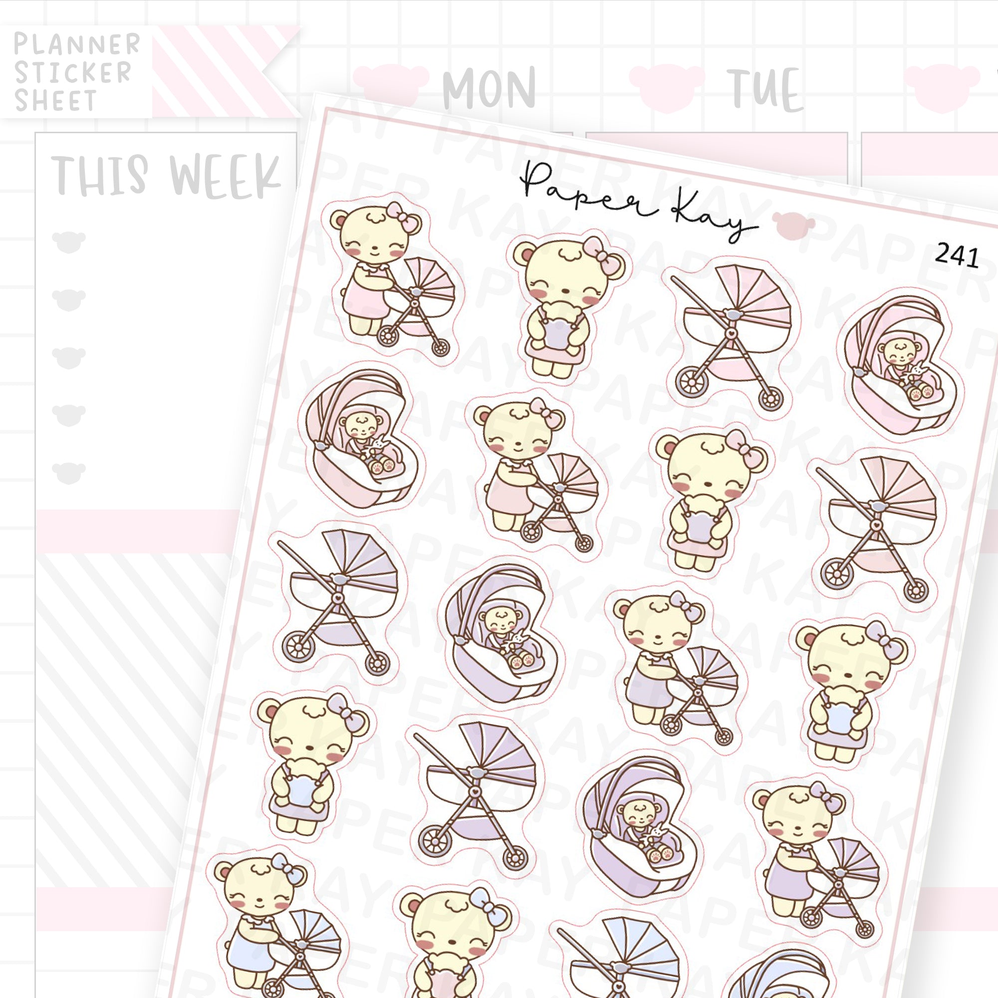 Mother and Baby on a Walk Sticker Sheet