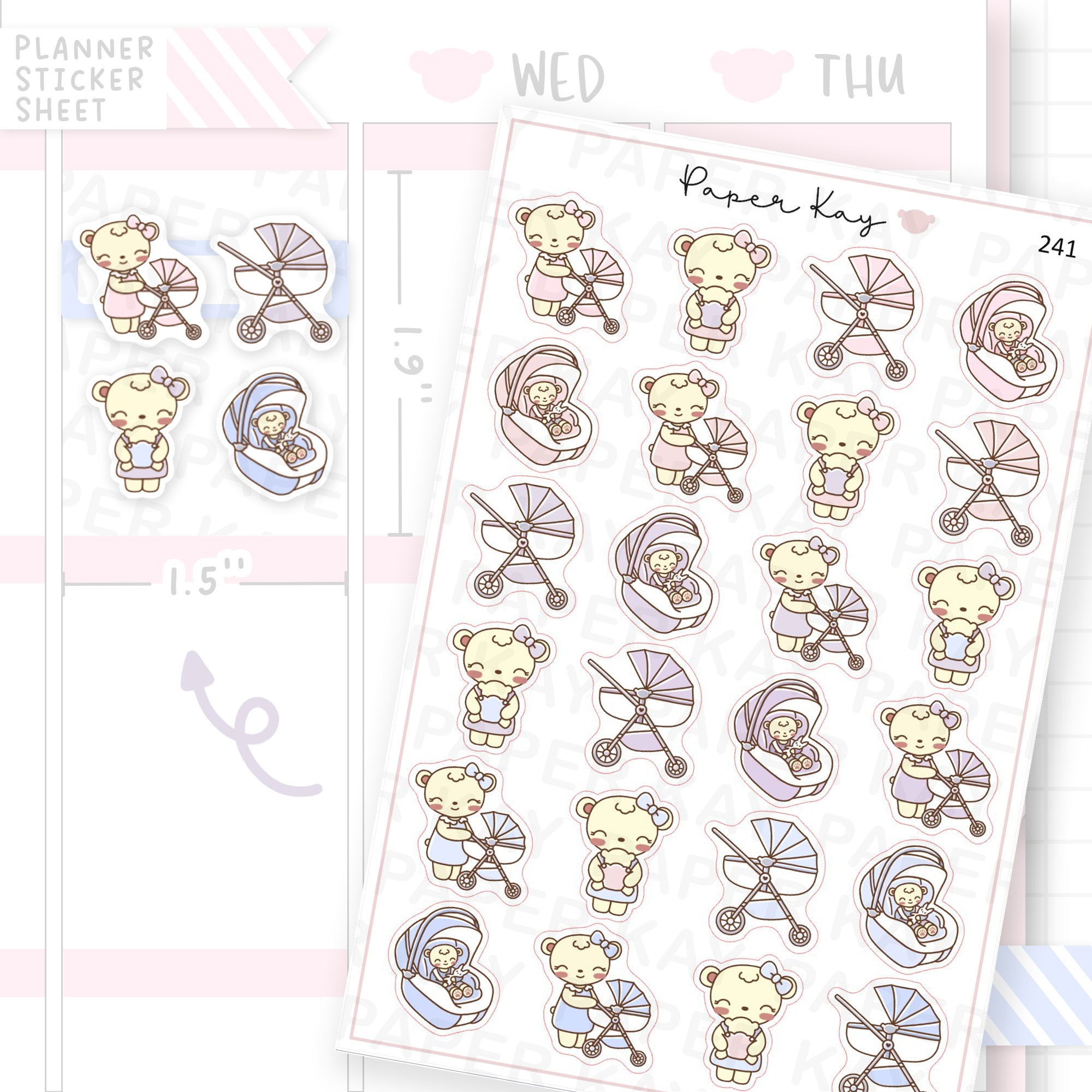 Mother and Baby on a Walk Sticker Sheet