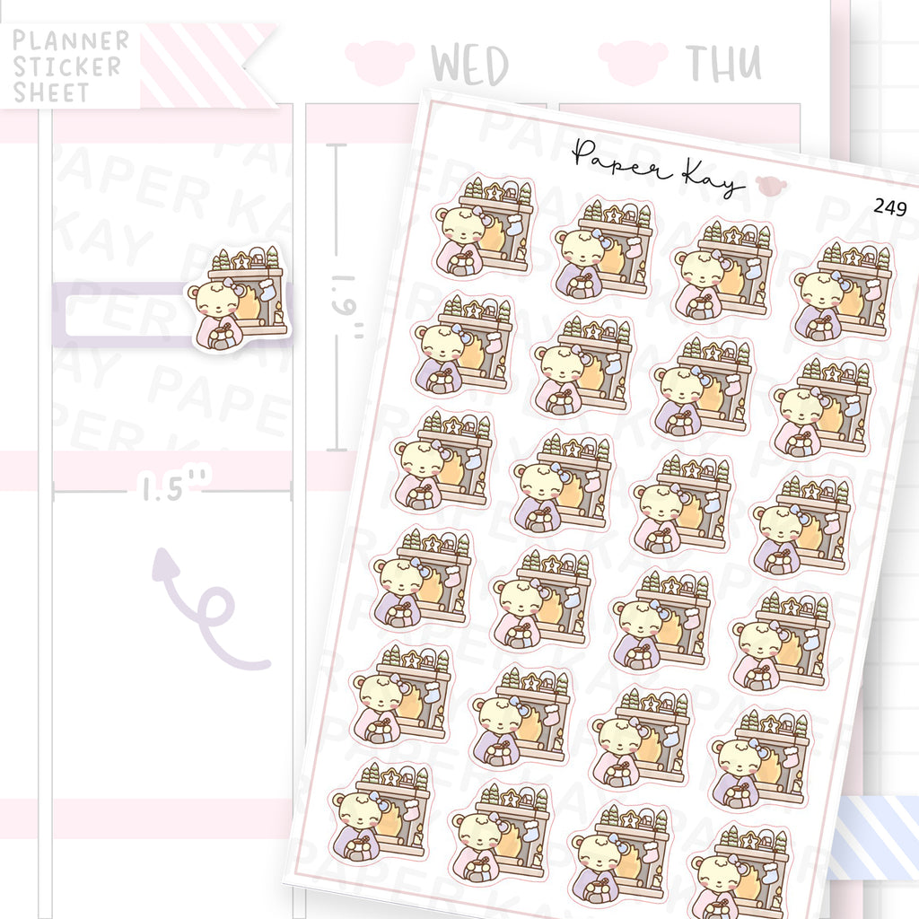 Christmas Fireplace Sticker Sheet