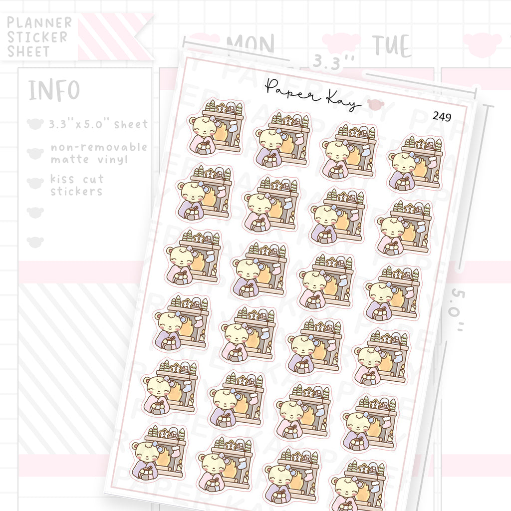 Christmas Fireplace Sticker Sheet