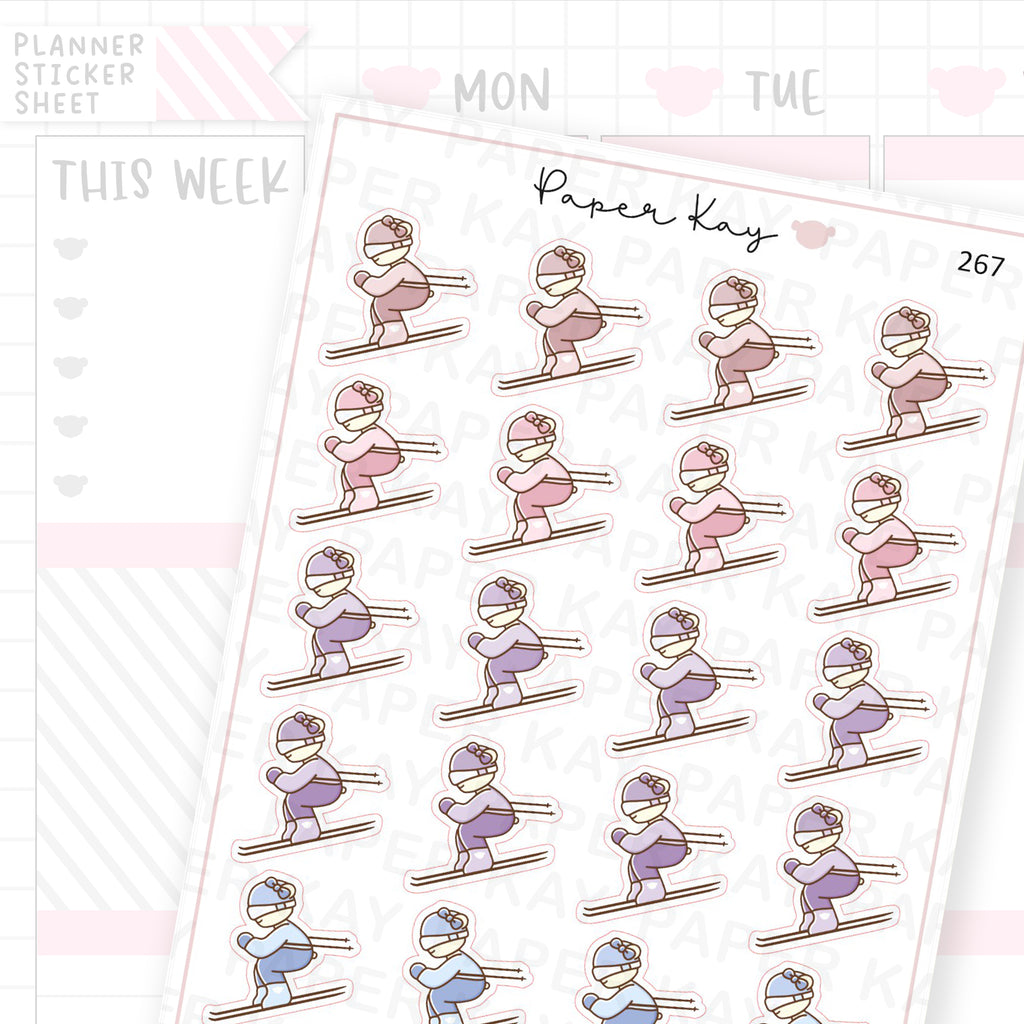 Downhill Skiing Sticker Sheet