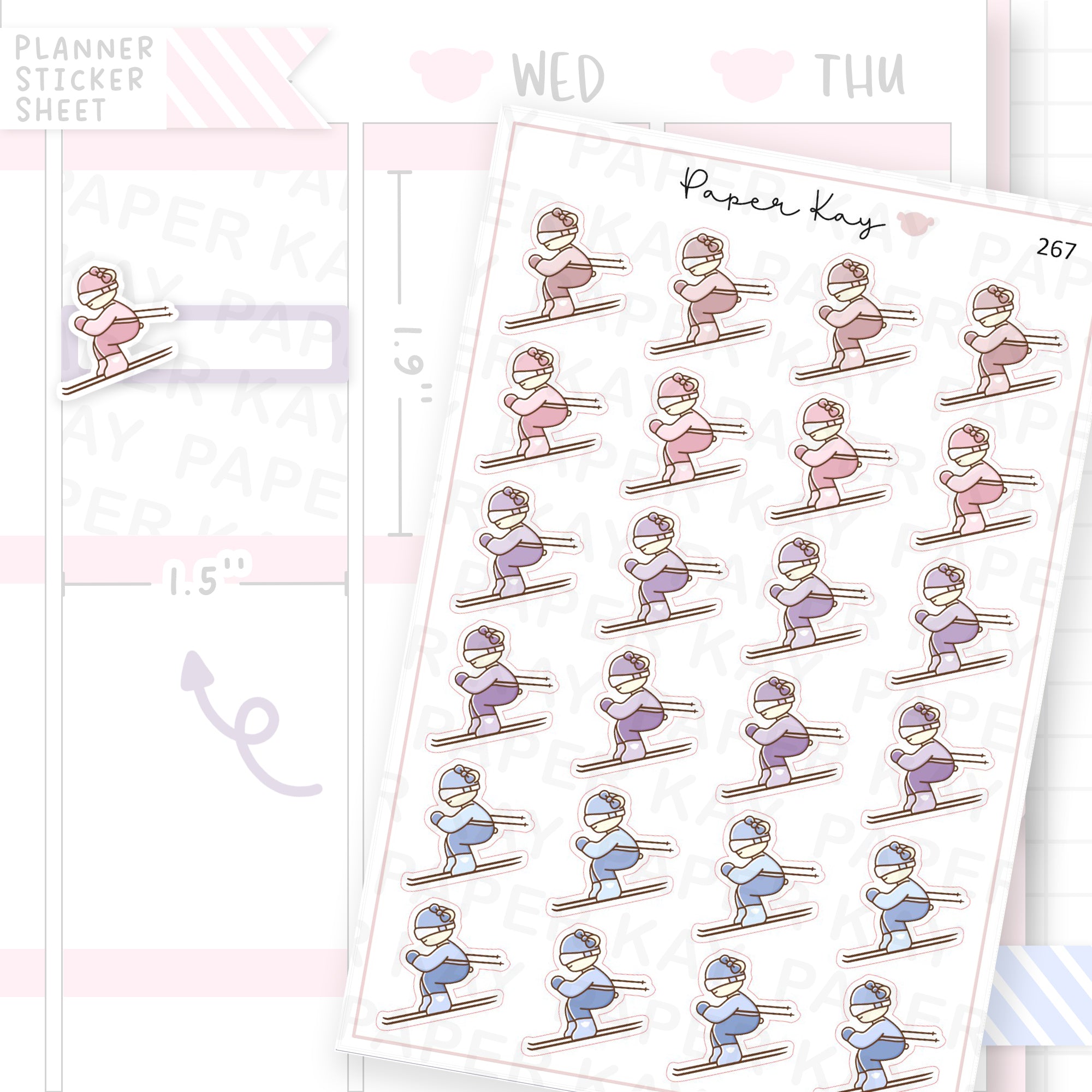 Downhill Skiing Sticker Sheet