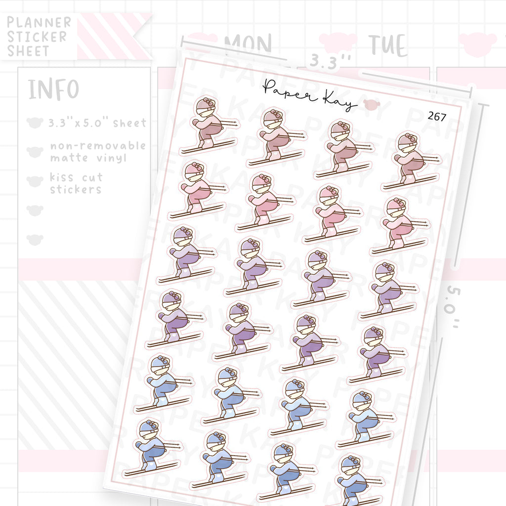 Downhill Skiing Sticker Sheet