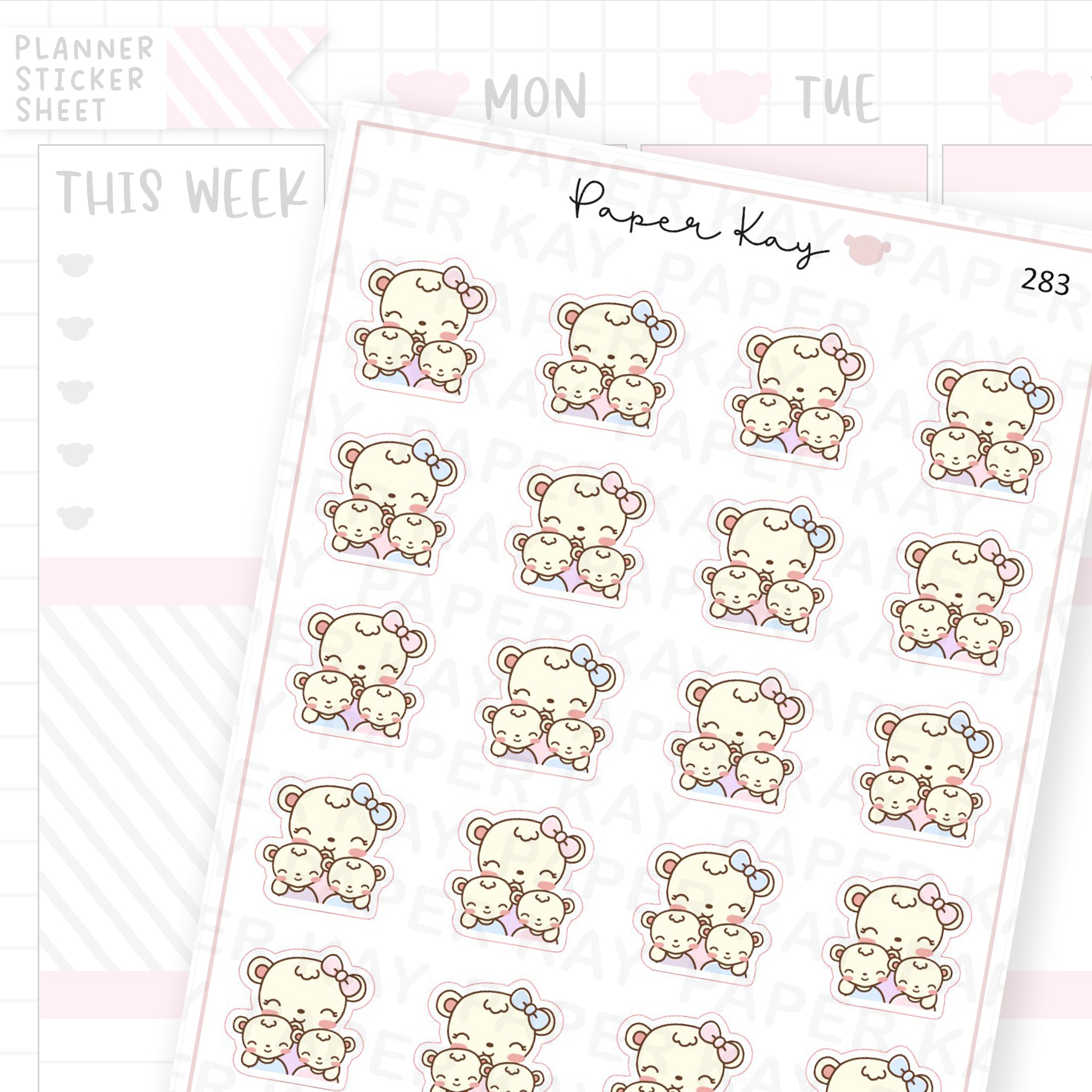 Mama Bear and Cubs Sticker Sheet