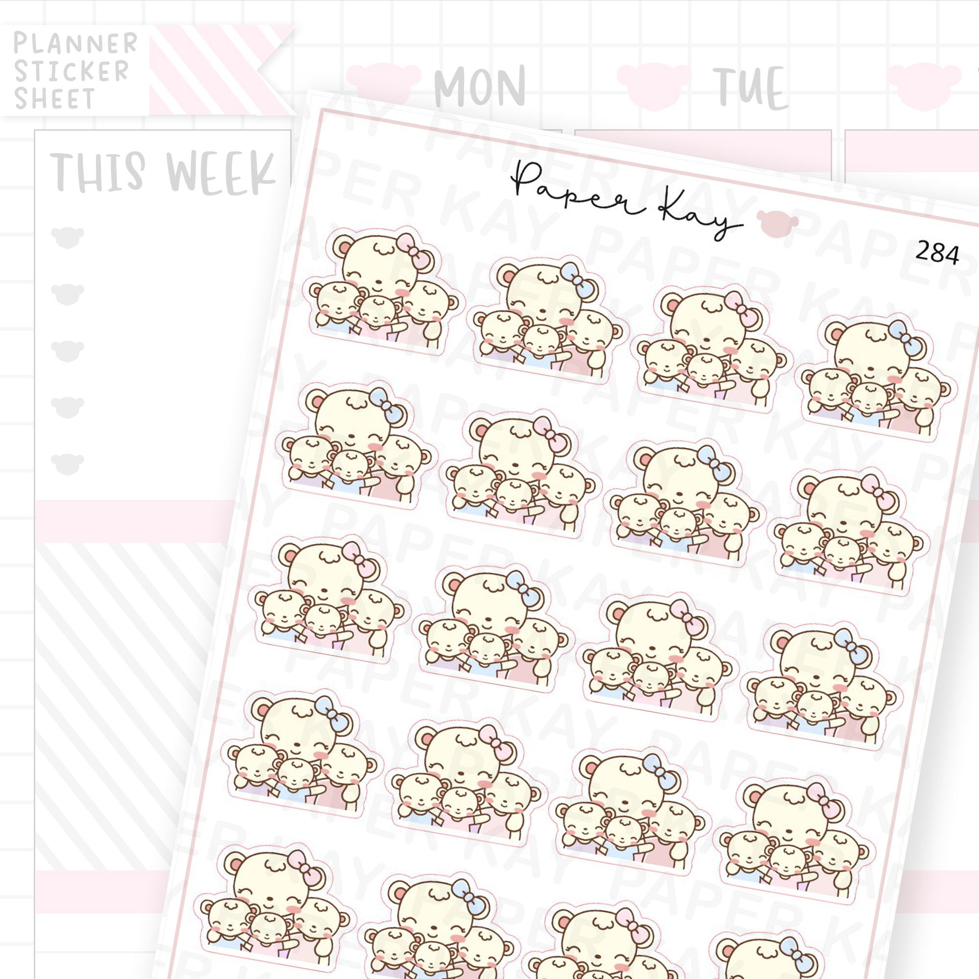 Mama Bear and Cubs Sticker Sheet