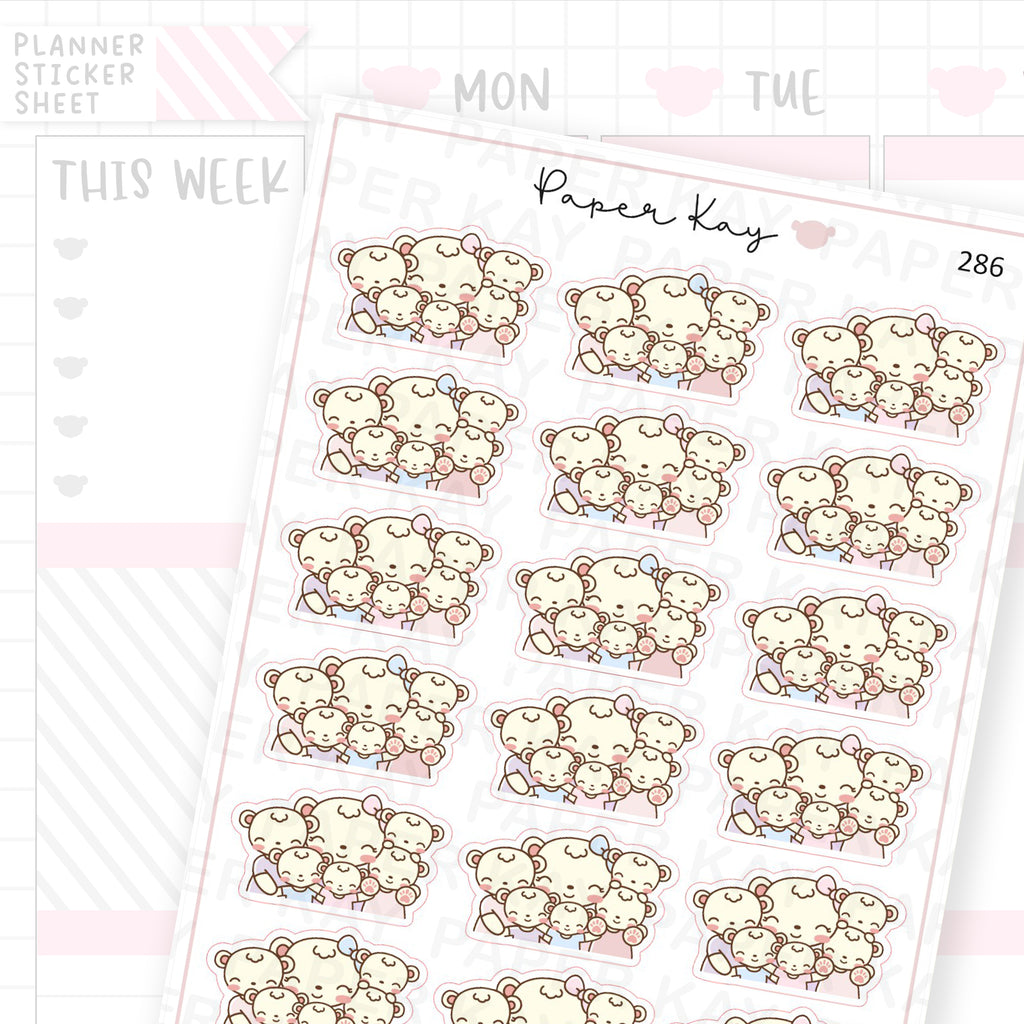 Mama Bear and Cubs Sticker Sheet
