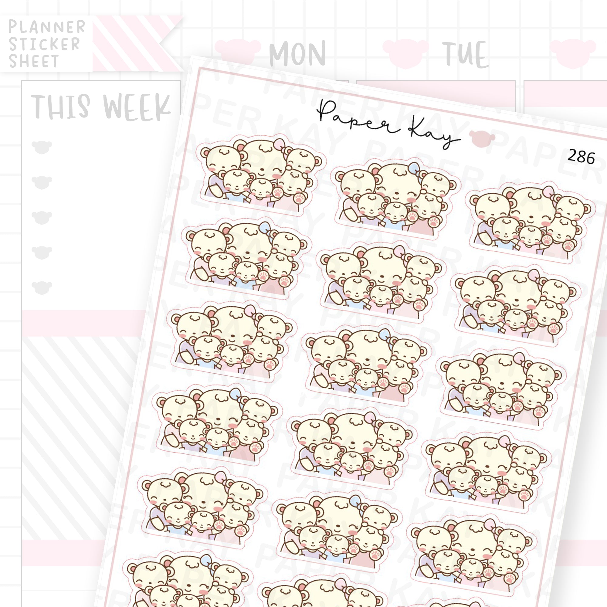 Mama Bear and Cubs Sticker Sheet