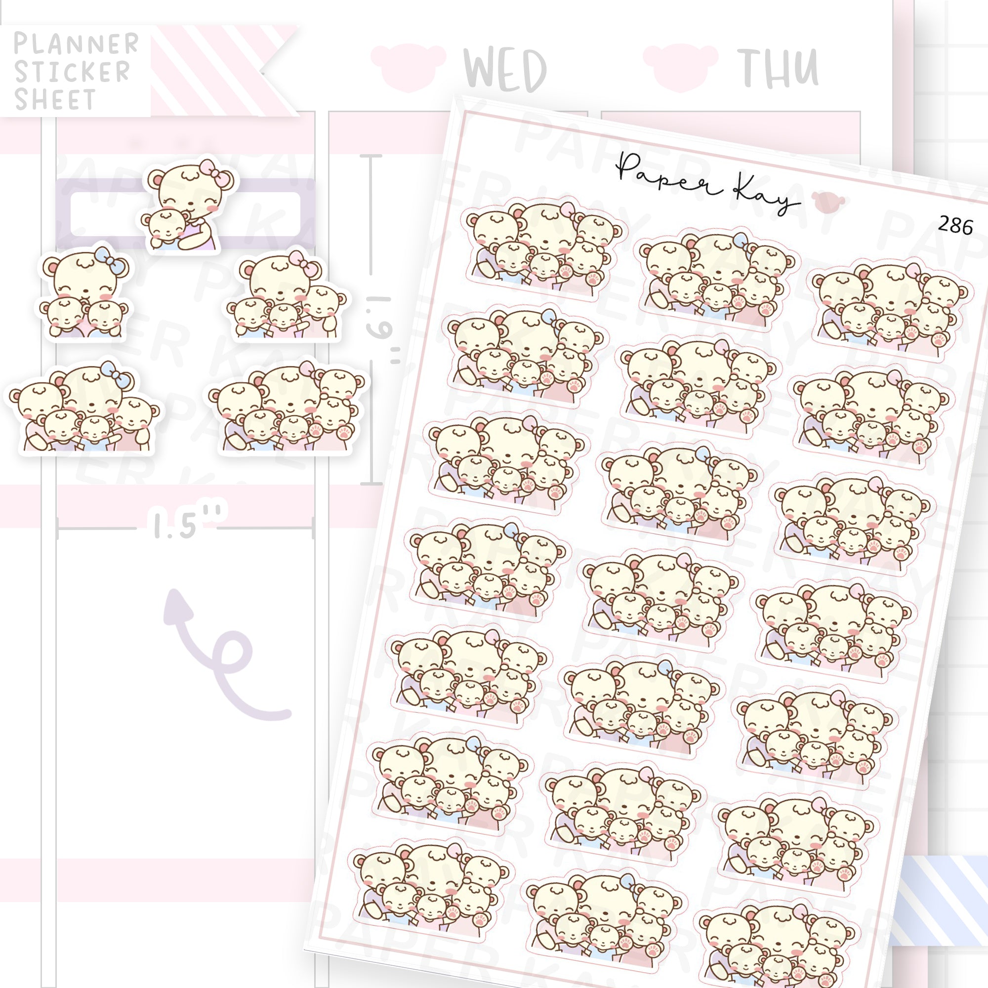 Mama Bear and Cubs Sticker Sheet
