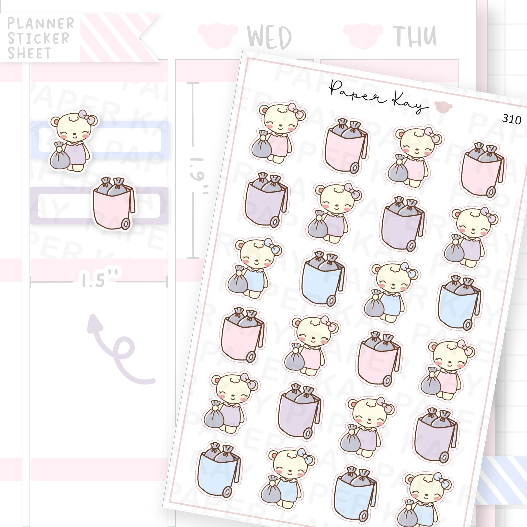 Rubbish Bin Sticker Sheet