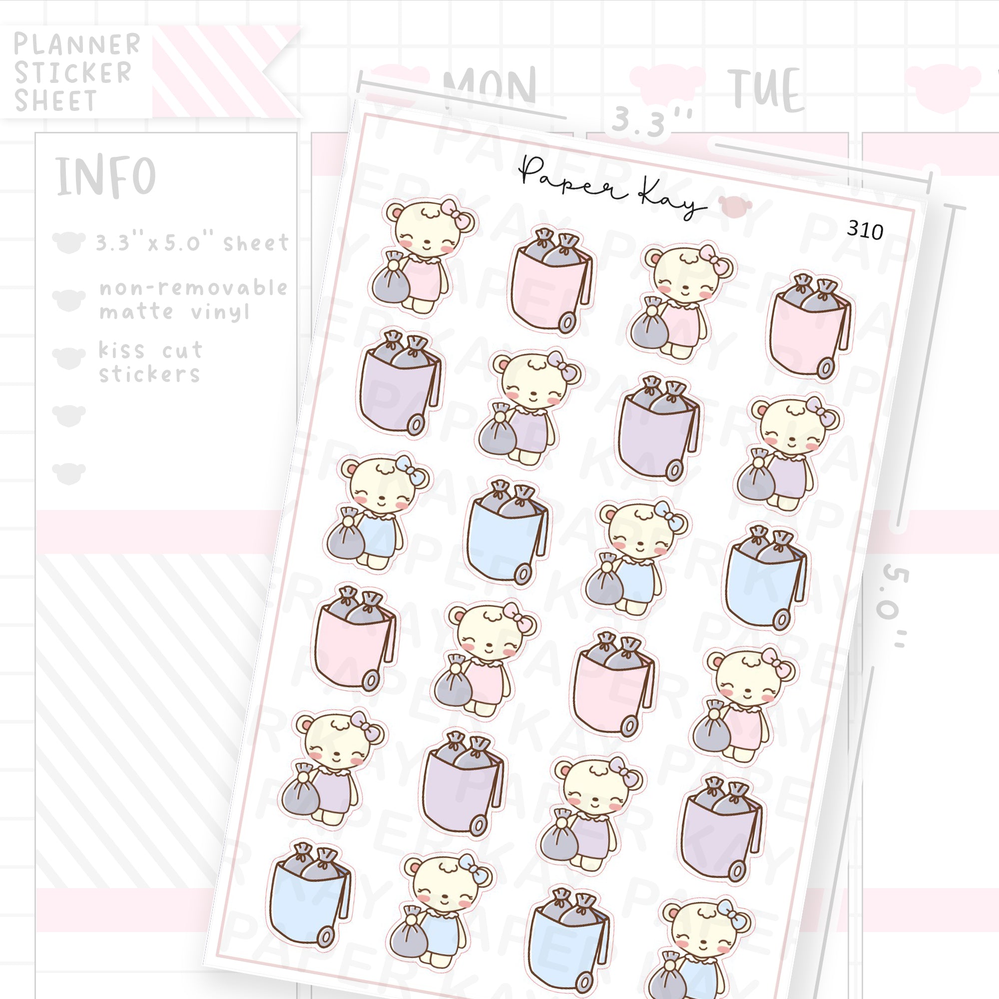 Rubbish Bin Sticker Sheet