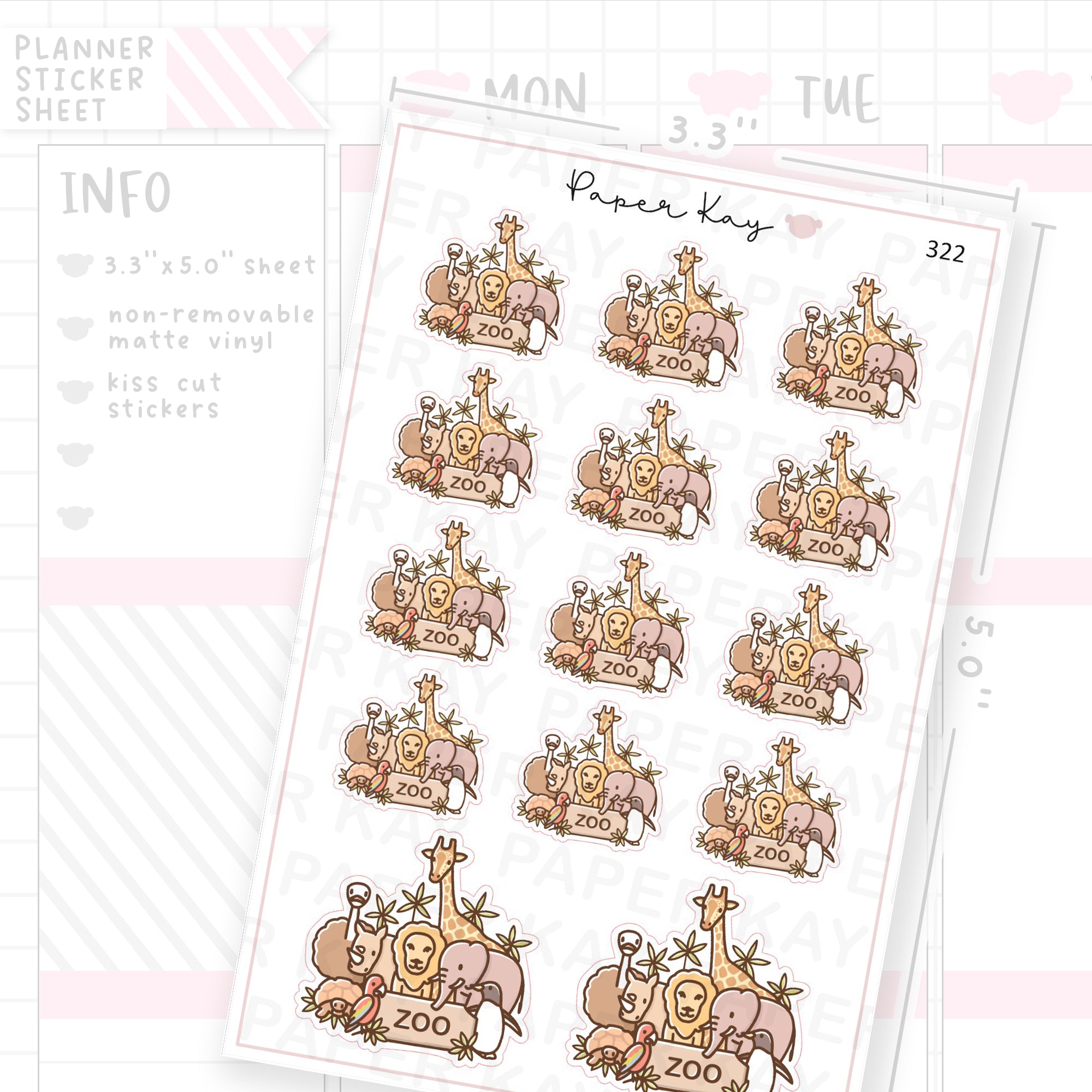 Zoo Sticker Sheet