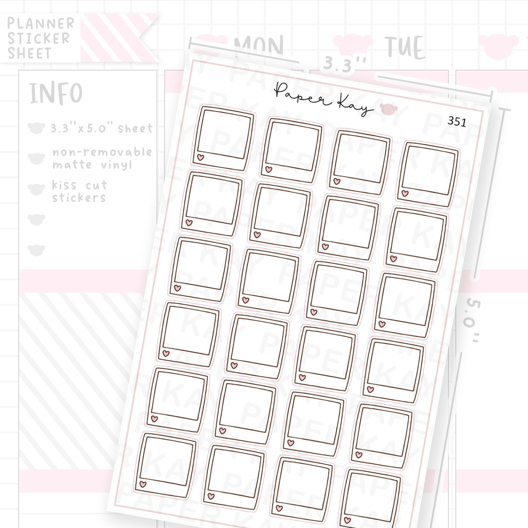 Blank Polaroid Sticker Sheet