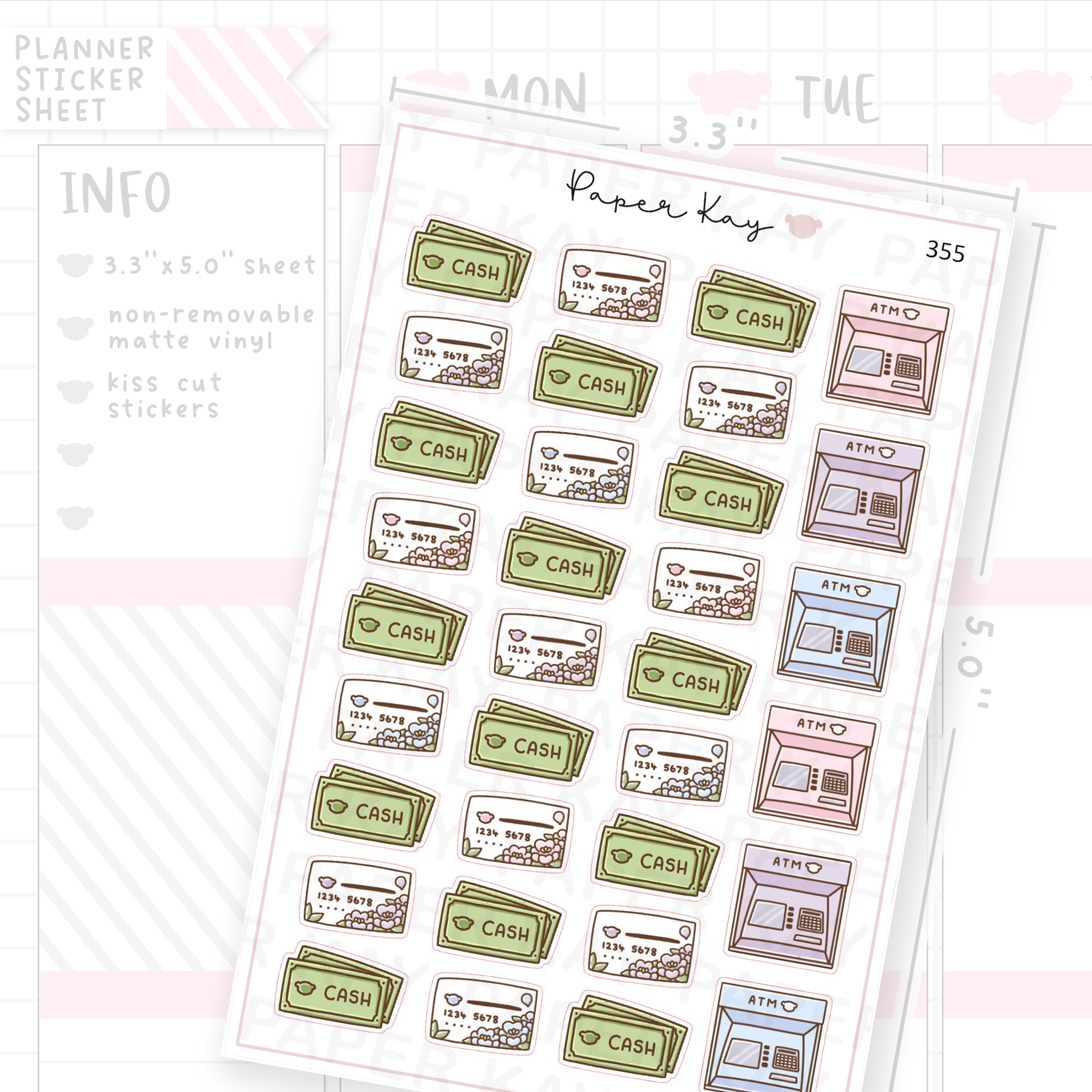 Card/Cash/ATM Sticker Sheet