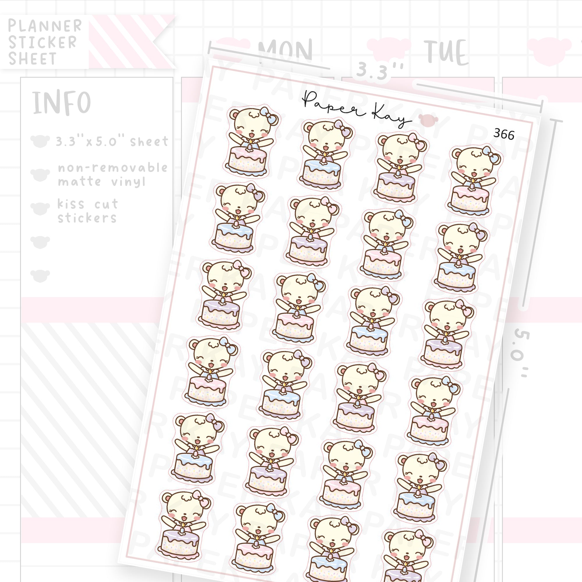 Birthday Cake Sticker Sheet