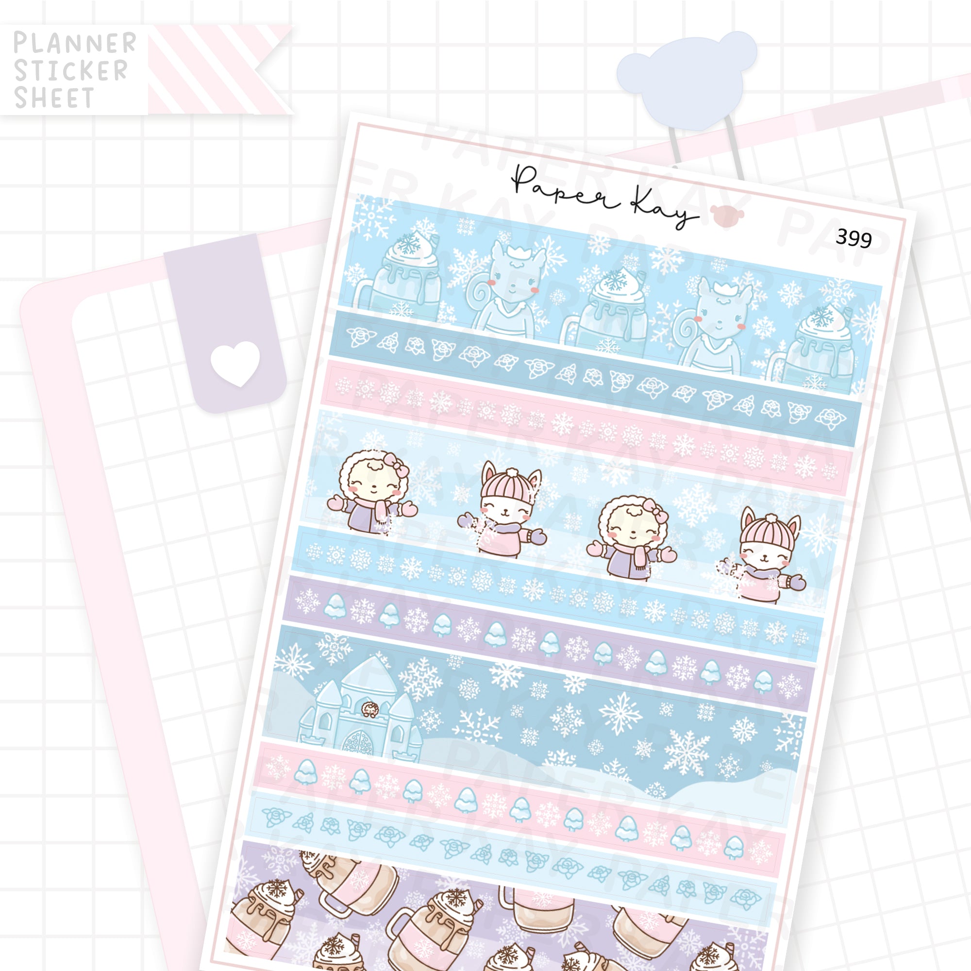 Icy Winter Washi Strip Sticker Sheet